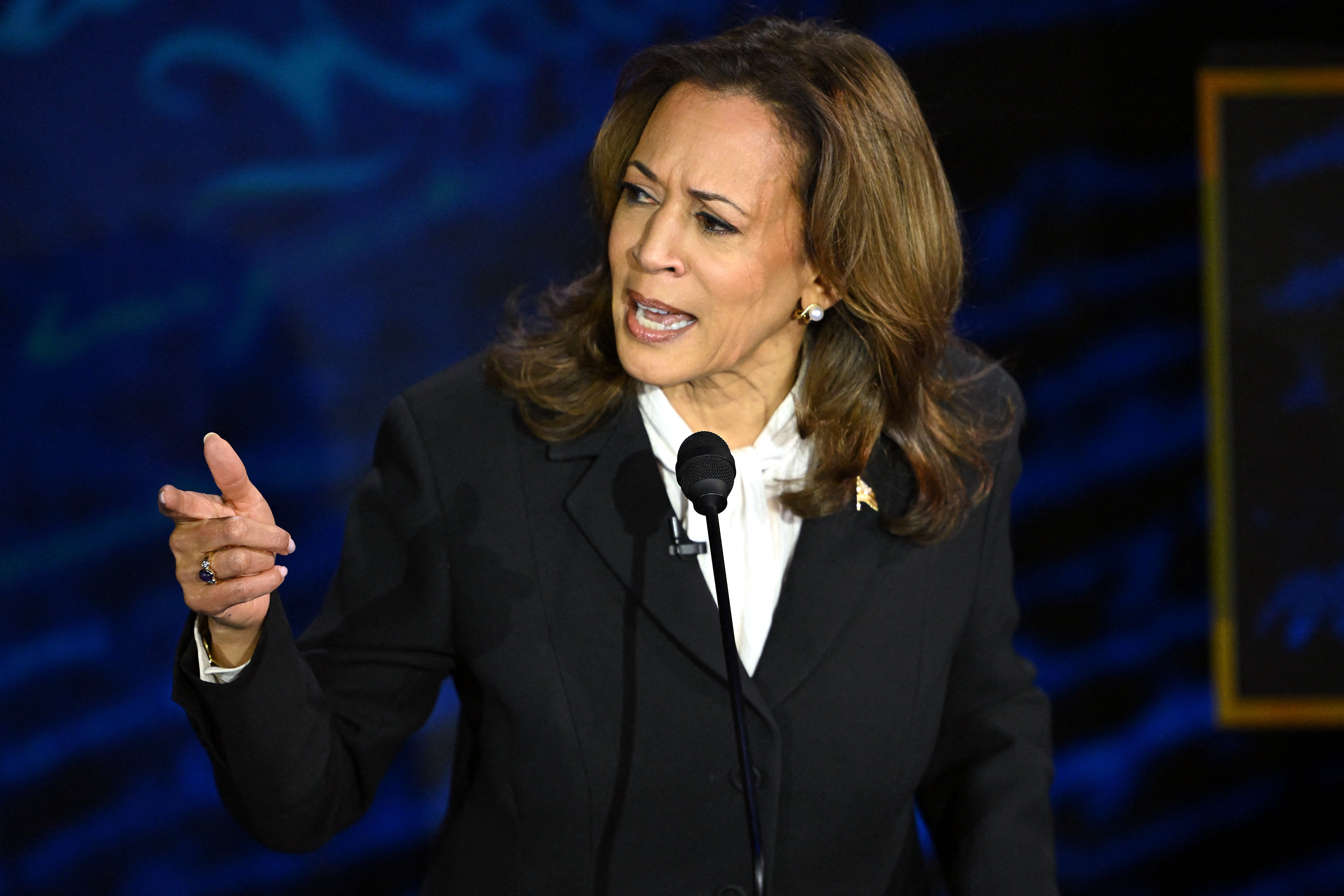 Bezos vetoed a Washington Post endorsement of then-Vice President Kamala Harris, seen here debating Trump at the National Constitution Center in Philadelphia, Pennsylvania, on September 10, 2024