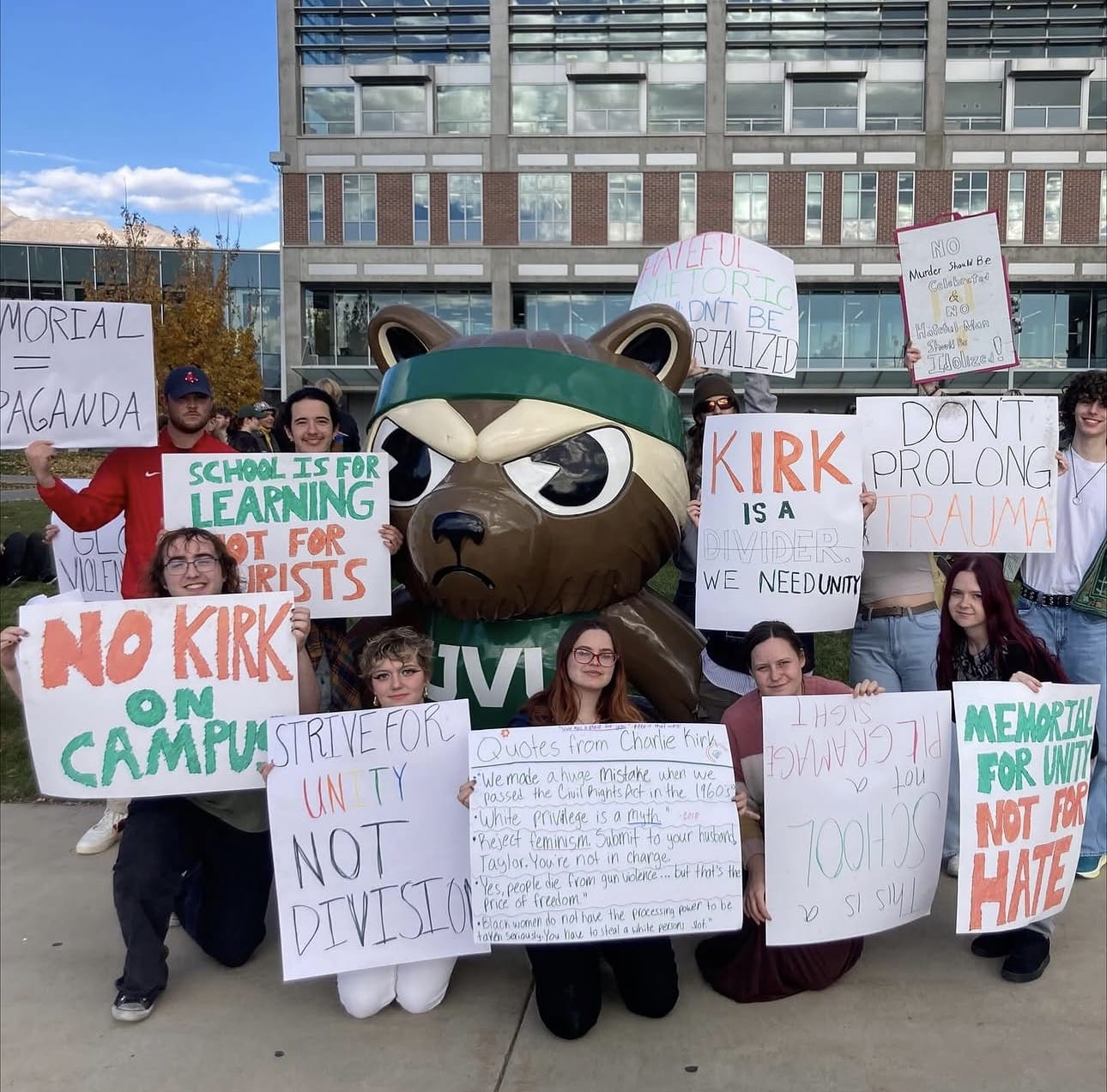 The memorial and cancelation of classes have been condemned by the group Students for a Democratic Society, which characterized the memorial as a ‘far-right political event’