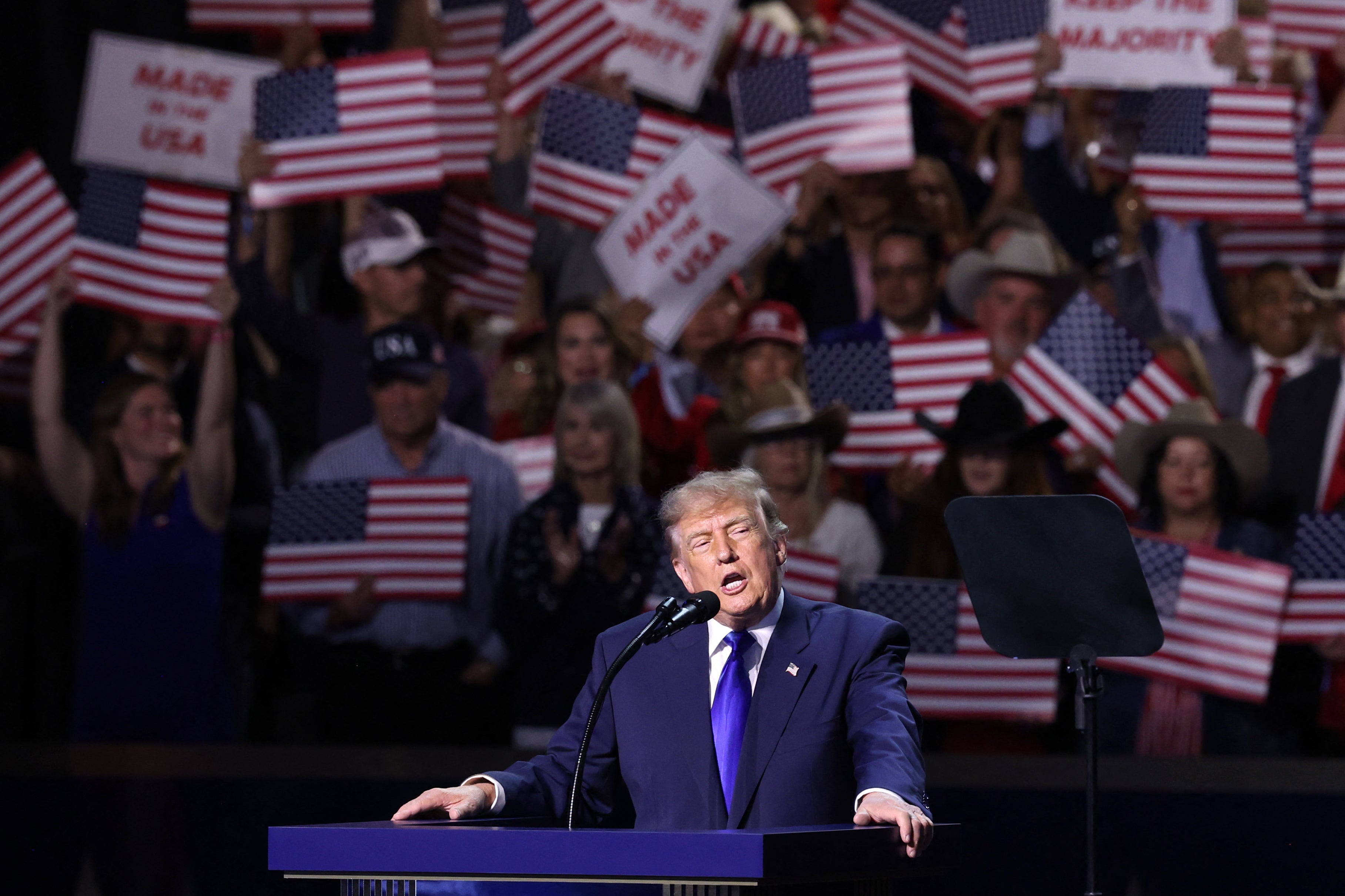 Despite endorsing Paxton, Trump took time out of his speech in Dallas Wednesday night to poke fun at the way the Republican dresses as he campaigns for votes in a competitive U.S. Senate race against Democrat James Talarico