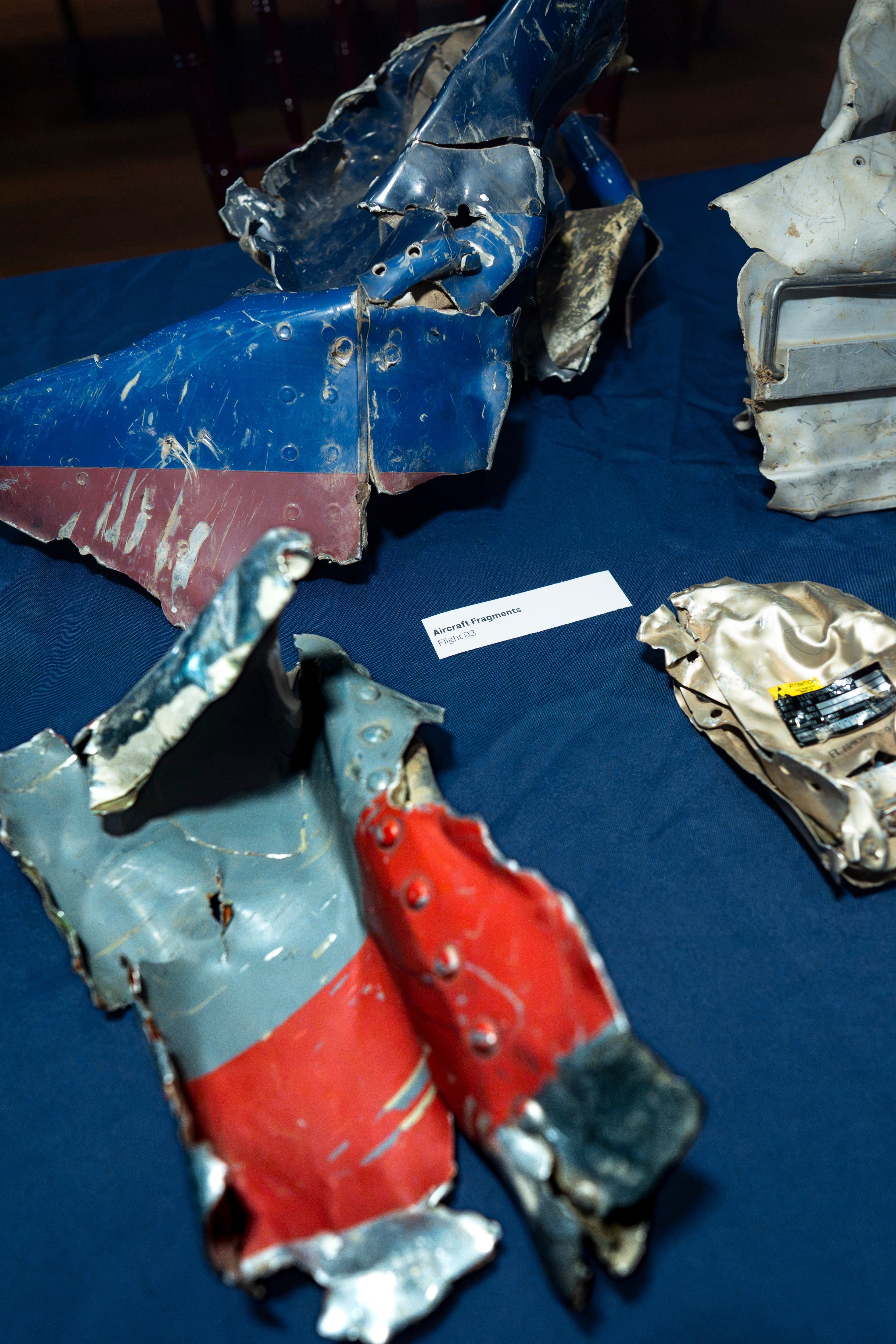 Pieces of the metal fuselage recovered from the wreckage of United Airlines Flight 93 in Shanksville, Pa.