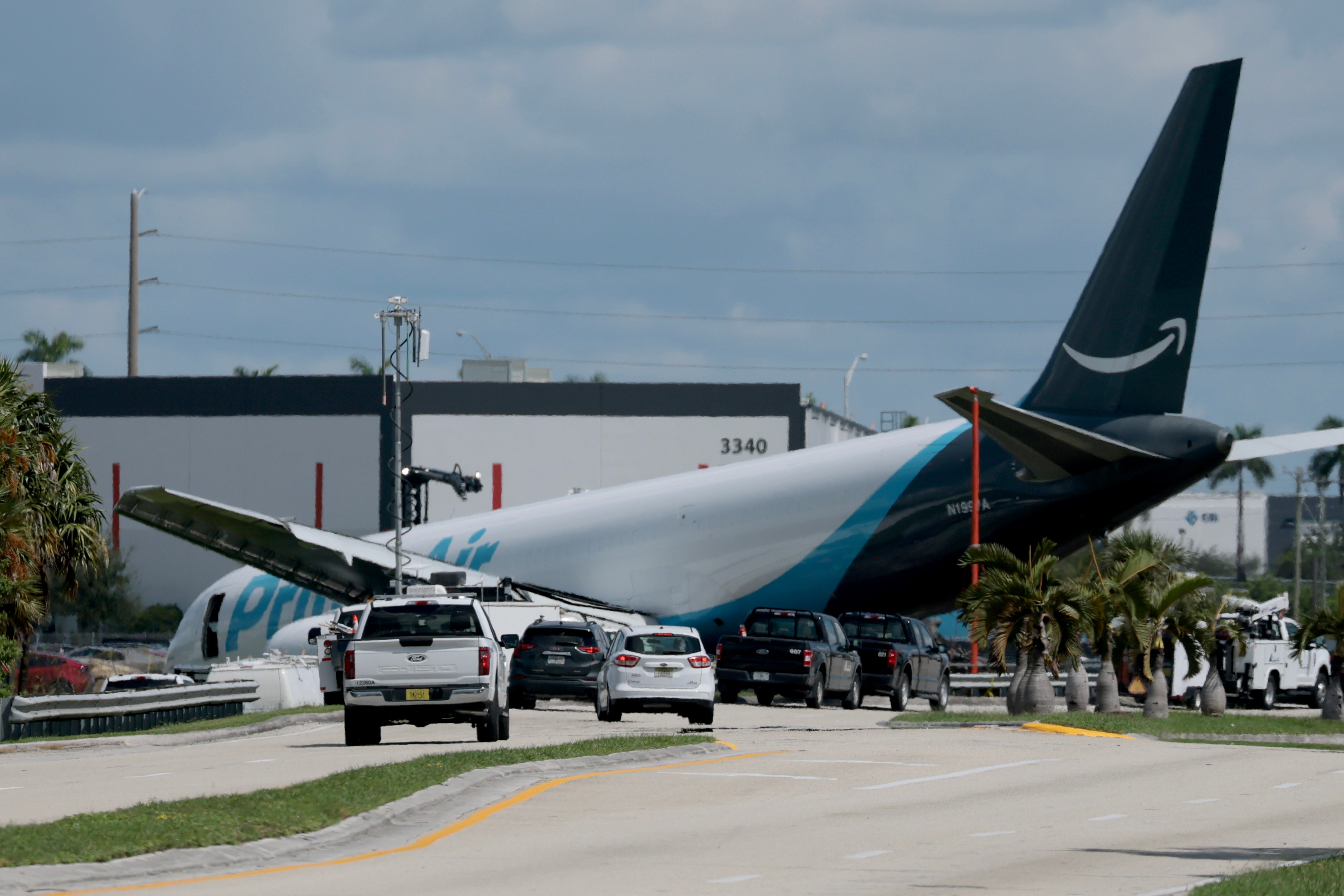 The plane overran the runway by about 1,300 feet, crashing into the van and then hitting an SUV before catching fire