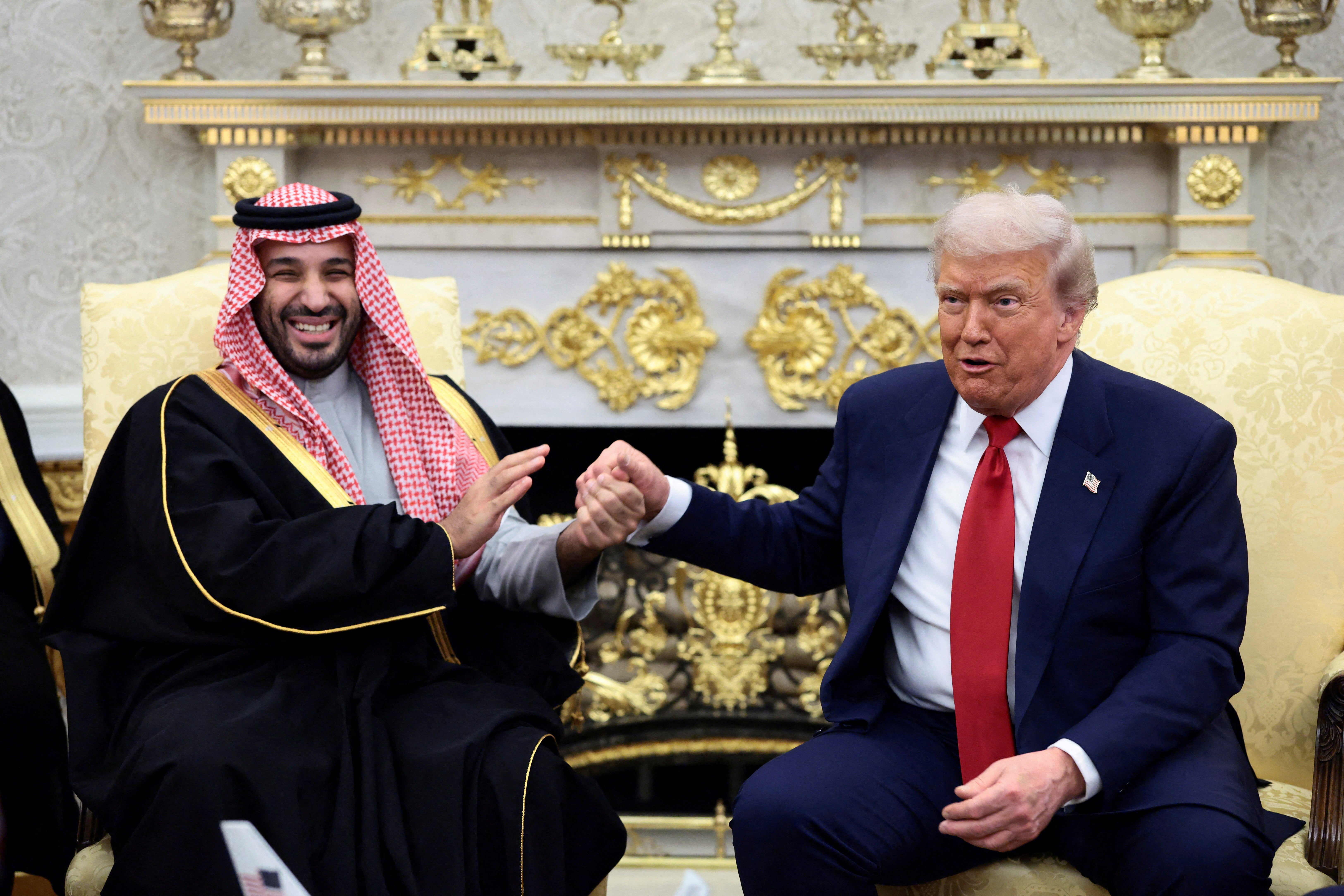 Donald Trump and Saudi Crown Prince Mohammed bin Salman last year