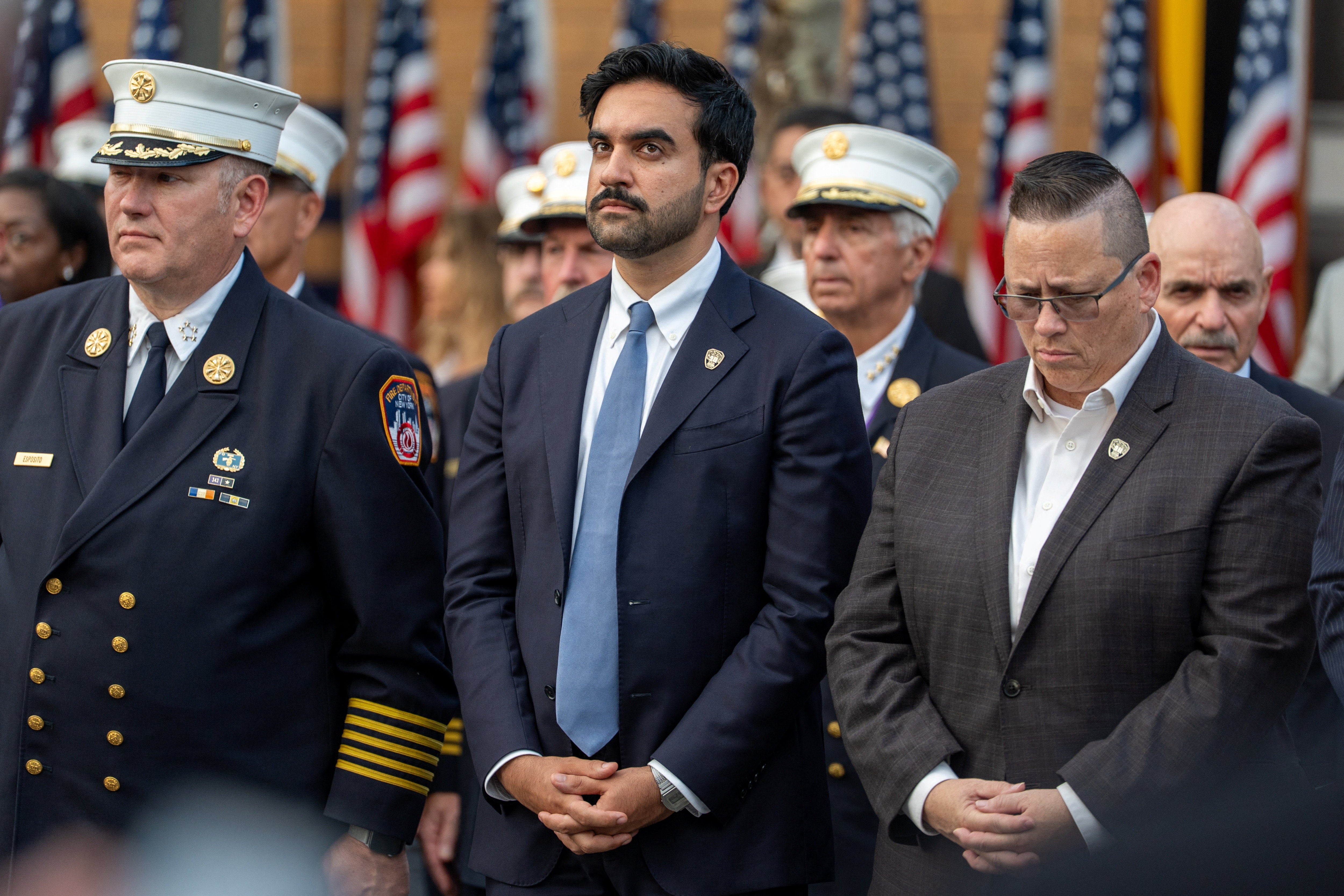 New York City Mayor Zohran Mamdani attends the Fire Department of the City of New York’s (FDNY) memorial service, ahead of the 25th anniversary of the September 11 (Reuters)
