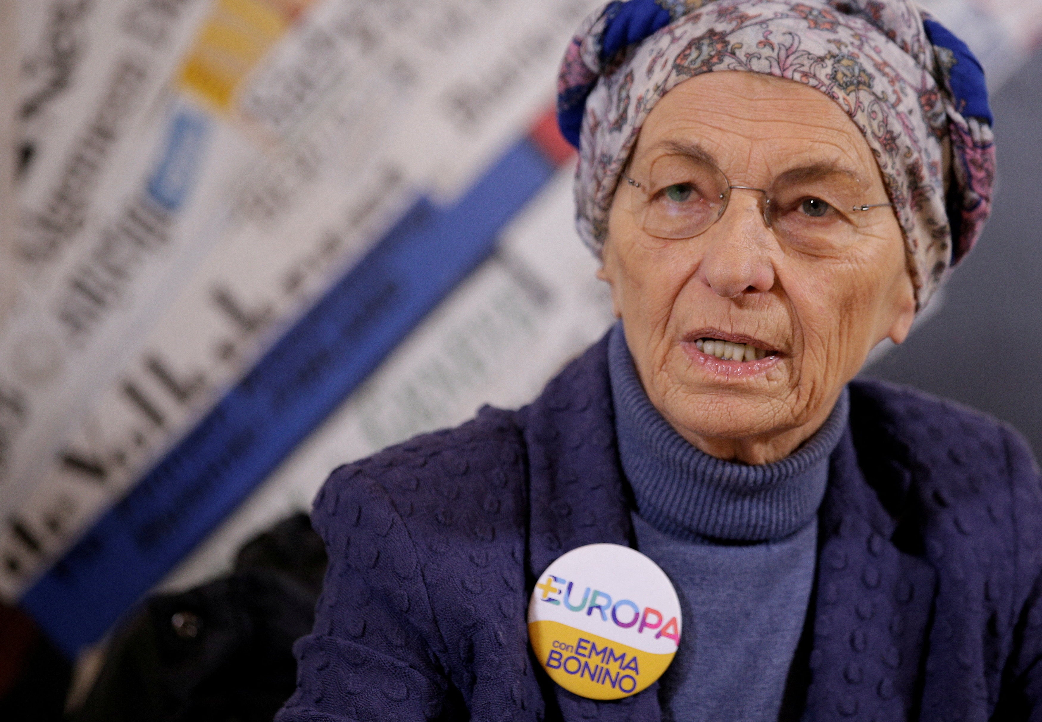 Italy's Emma Bonino, leader of the More Europe party, speaks during a news conference at the Foreign Press Association in Rome, Italy 16 February, 2018