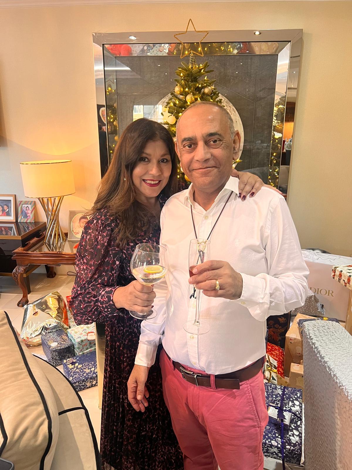 Udhyam Amin, 64, from Surrey, pictured with wife Bhavini before falling ill. Mr Amin was left with life-threatening sepsis after getting food poisoning from a roast chicken dinner. His family were told he only had hours to live but he has since recovered. His daughter, Parisha Bains, a surgical registrar at Epsom and St Helier University Hospitals NHS Trust, described her father as a ‘cat with nine lives’ and hailed the care provided by doctors at St Helier Hospital in London (Family handout/PA)