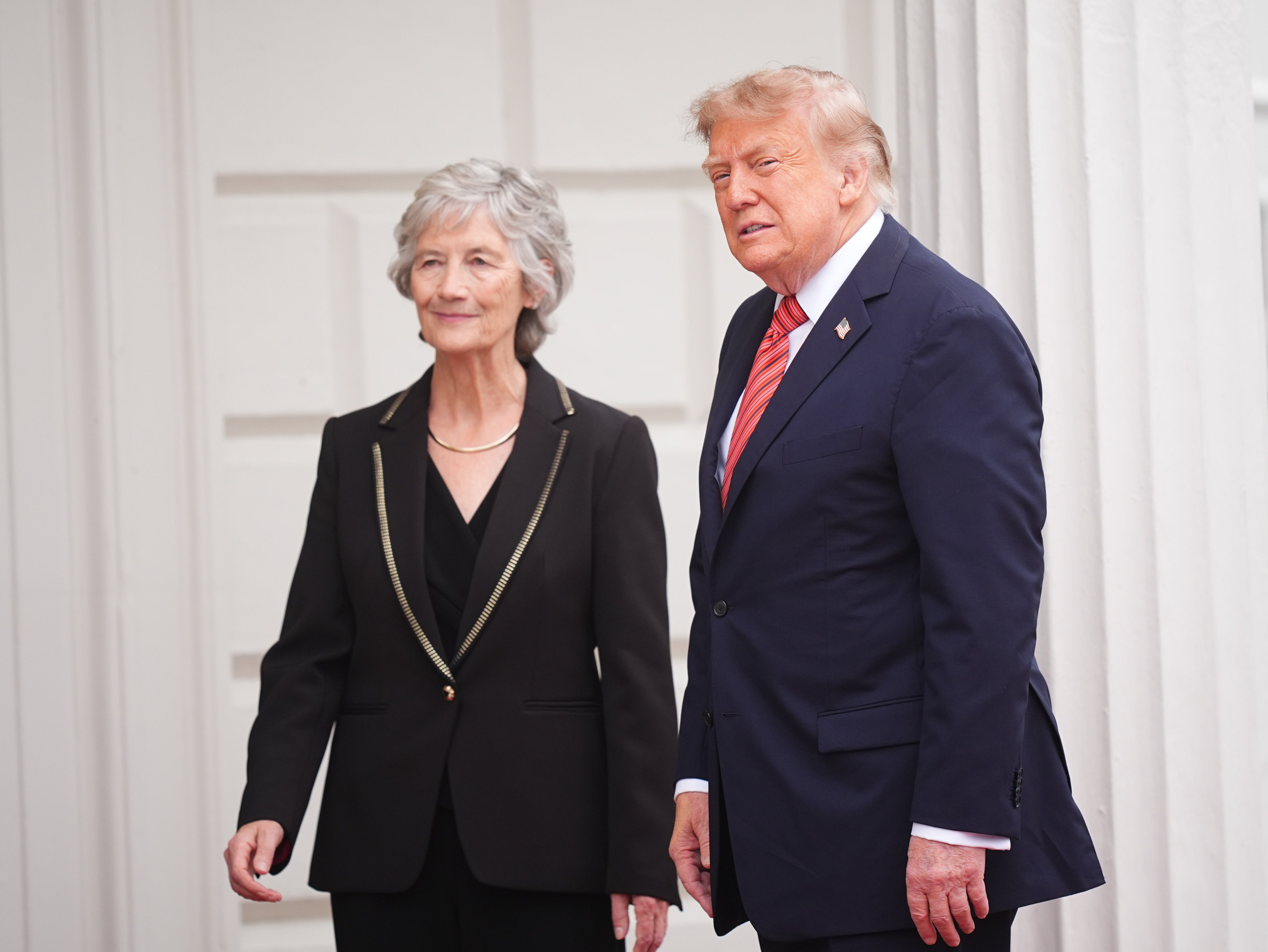 President Catherine Connolly welcomes US President Donald Trump as he arrives (James Manning/PA)