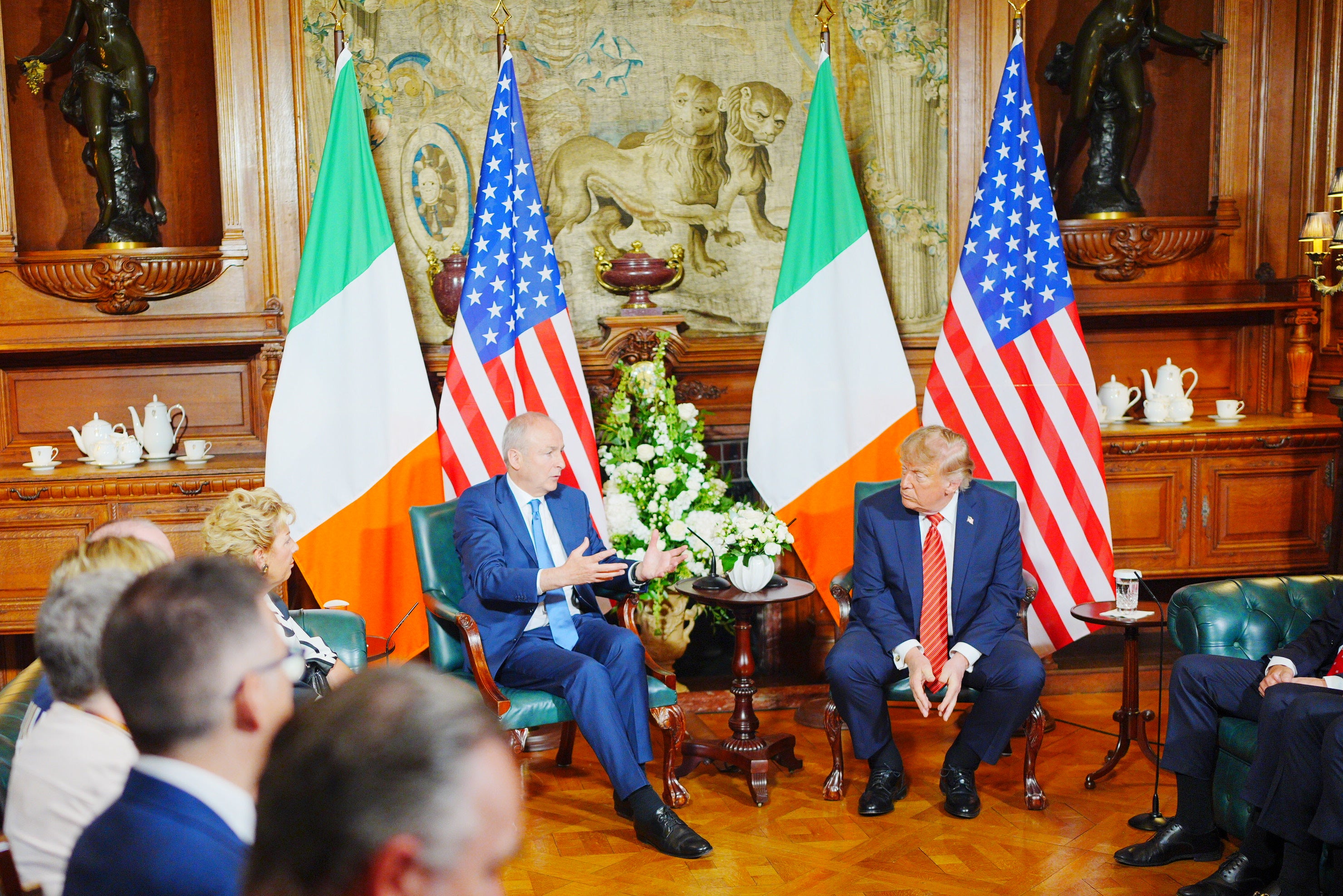 Speaking while sitting alongside Taoiseach Micheál Martin, US president Donald Trump said he would ‘love’ to see Ireland united