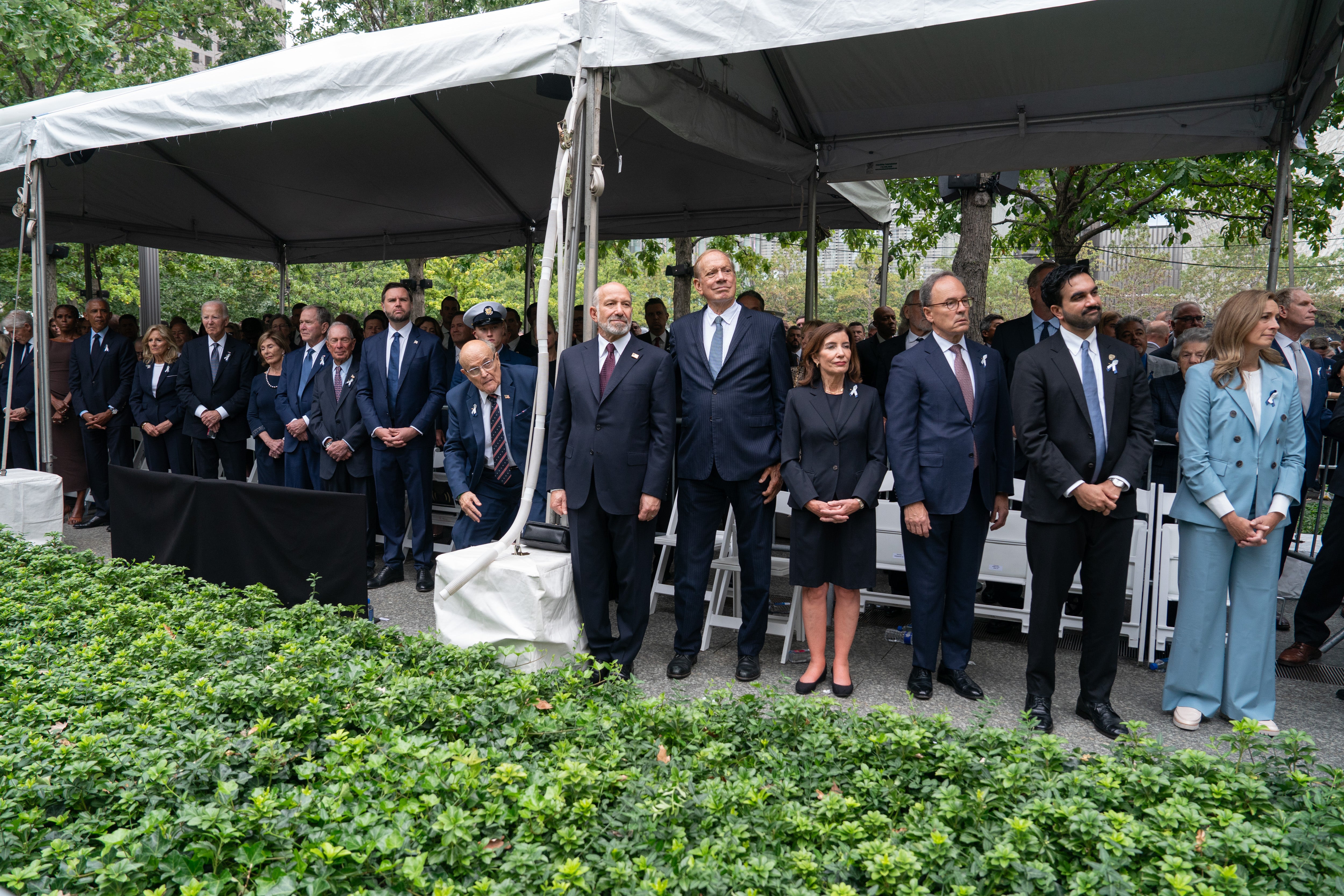 Bill Clinton, Michelle Obama, Barack Obama, Jill Biden, Joe Biden, Laura Bush, George W. Bush, Michael Bloomberg, JD Vance, Rudy Giuliani, Howard Lutnick, George Pataki, Kathy Hochul, Bill Hochul, Zohran Mamdani and New Jersey Gov. Mikie Sherrill attend ceremony to commemorate the 25th anniversary of the September 11th terrorist attacks