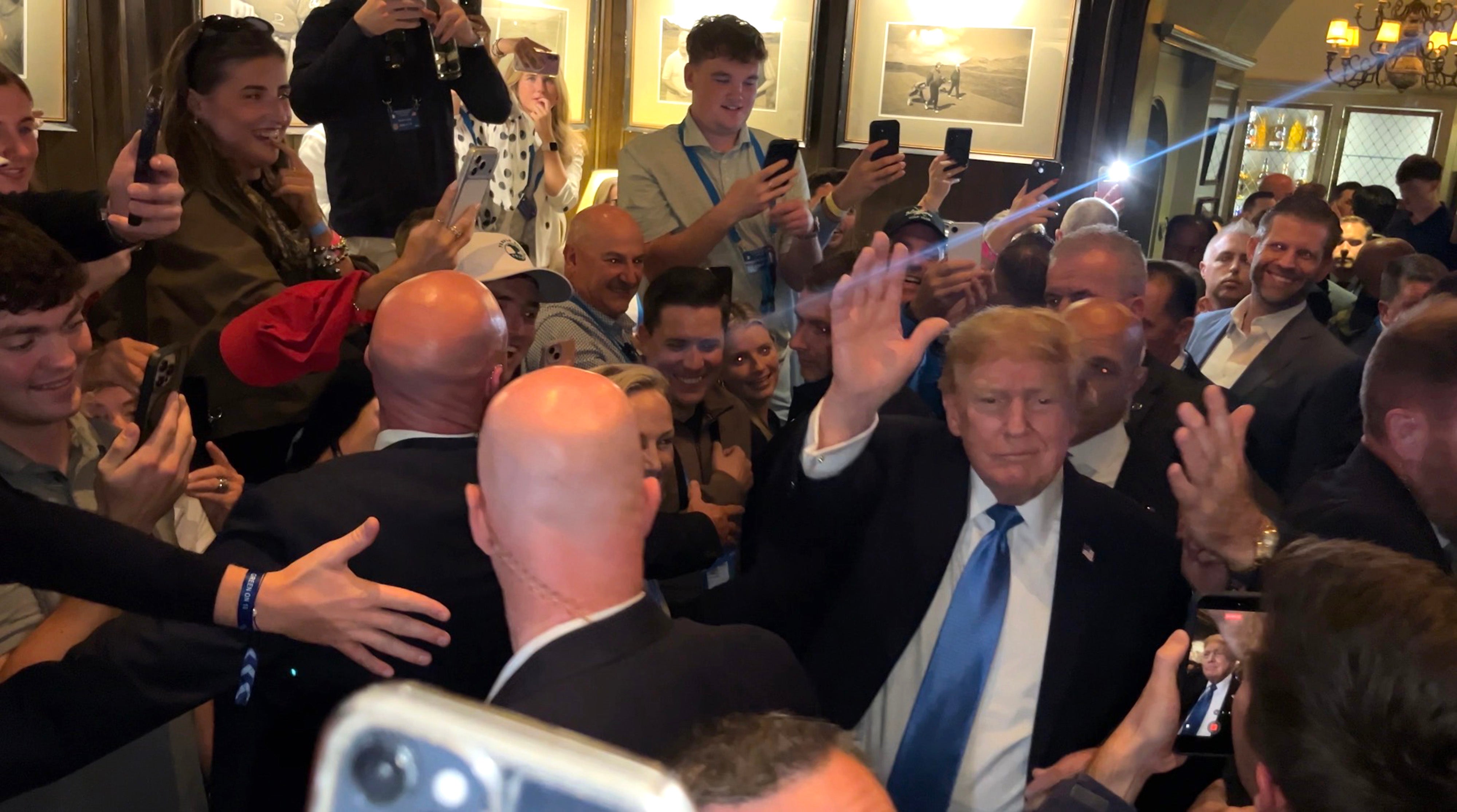 The US president received a rapturous applause at the Doonbeg golf resort