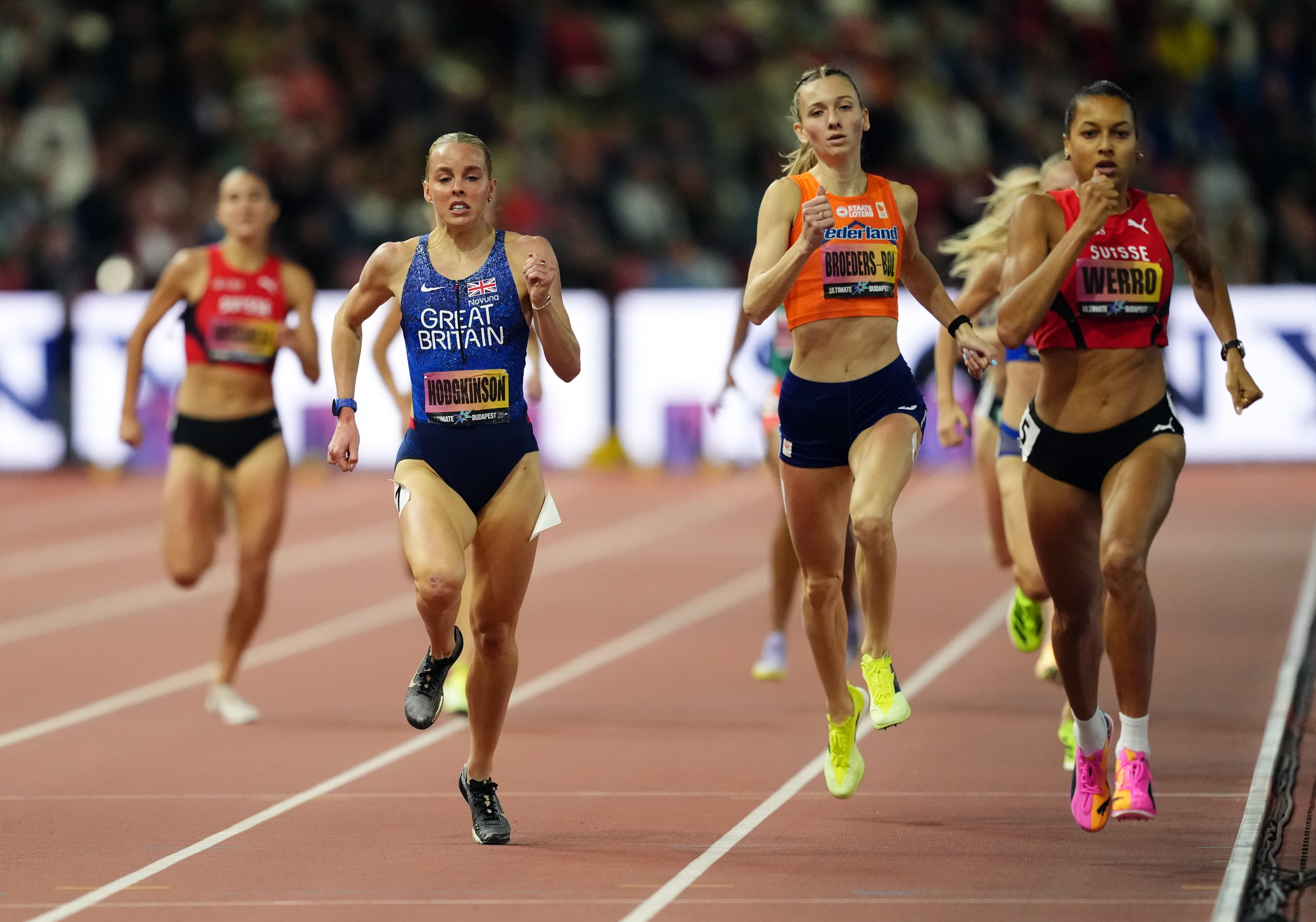 Keely Hodgkinson was beaten to the line by Audrey Werro (Martin Rickett/PA).