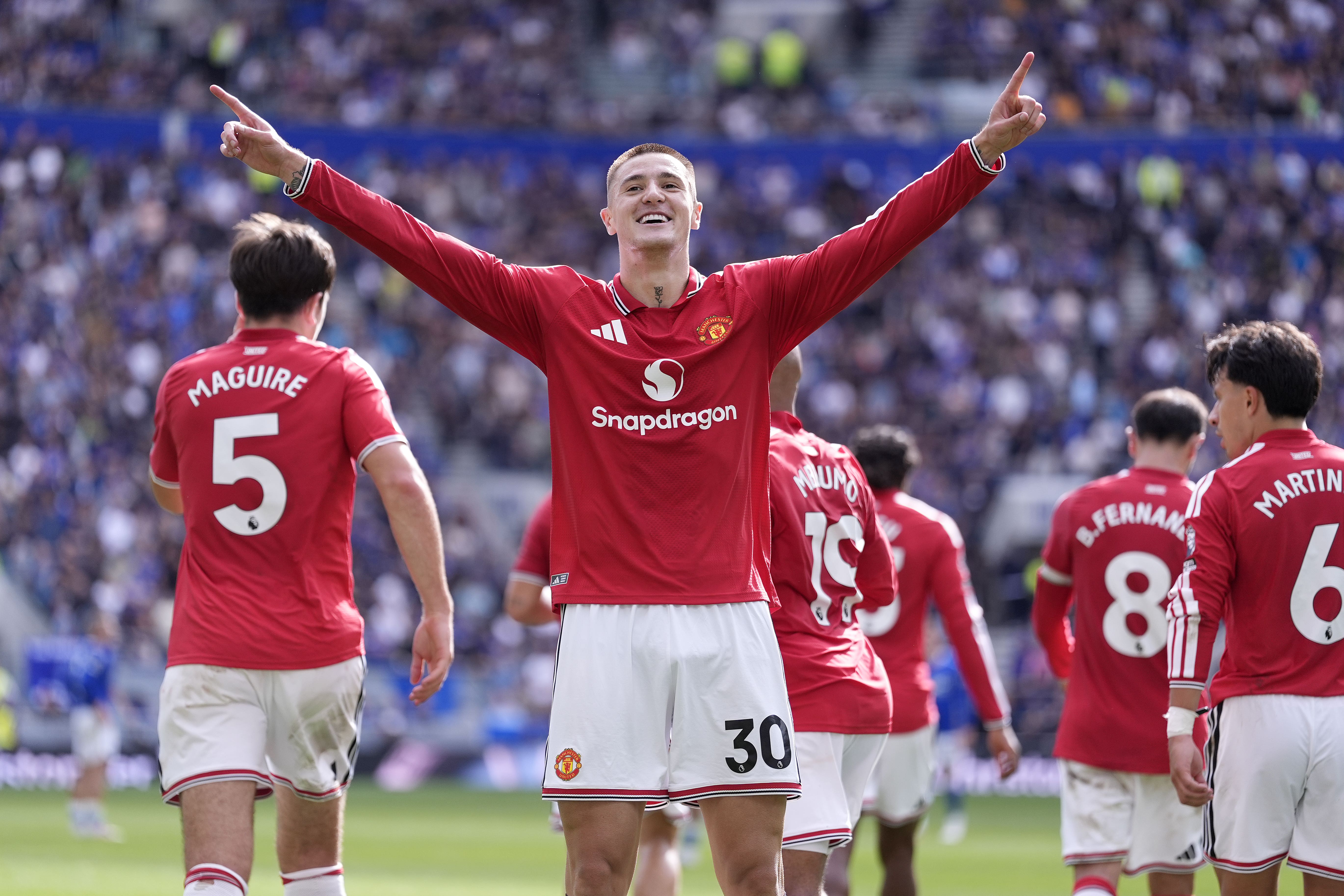Benjamin Sesko’s only goal in the Premier League this season came in the draw at Everton