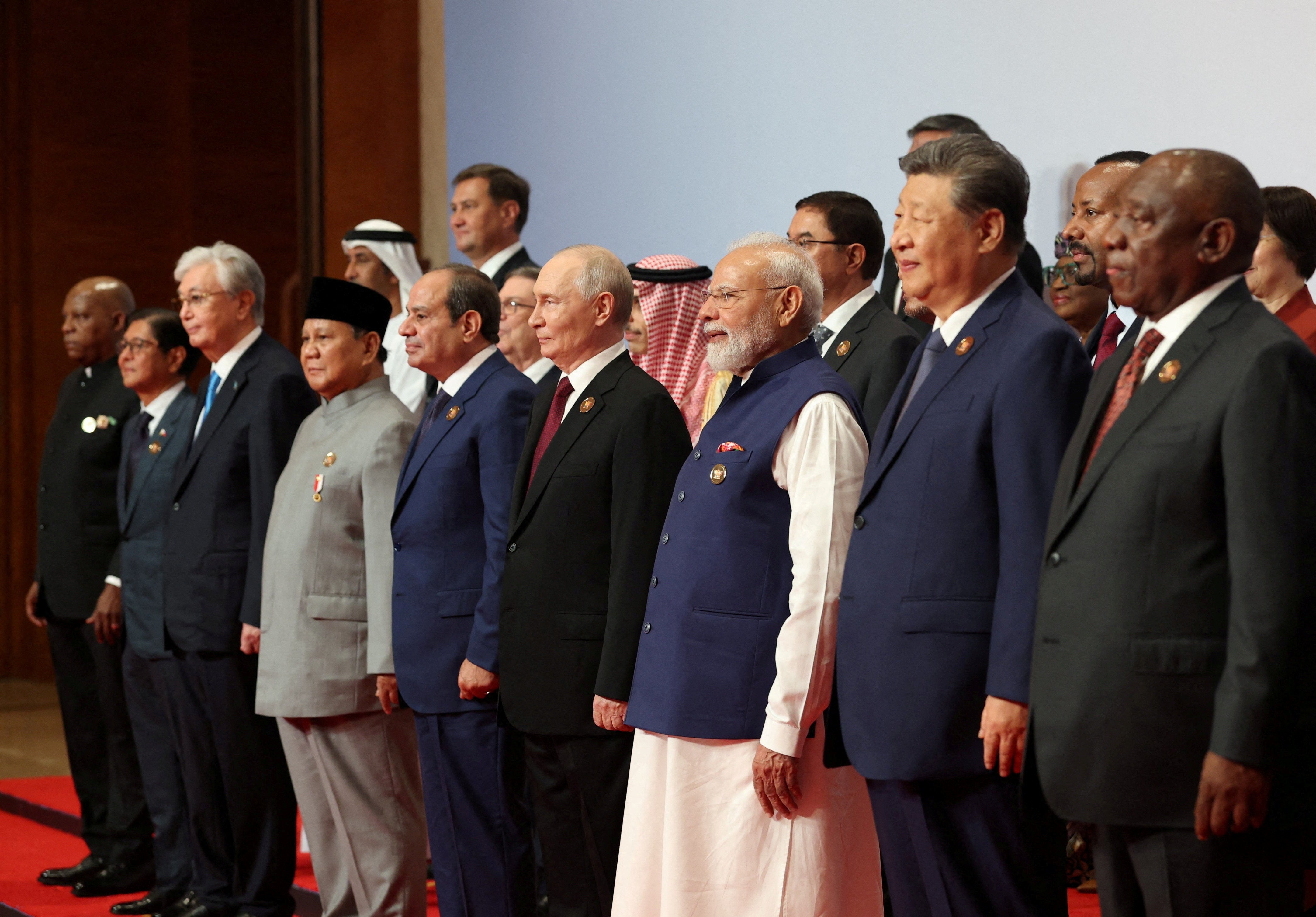 Leaders of Brics delegation attend day two of the Brics Summit in New Delhi, India, 13 September 2026 (Reuters)