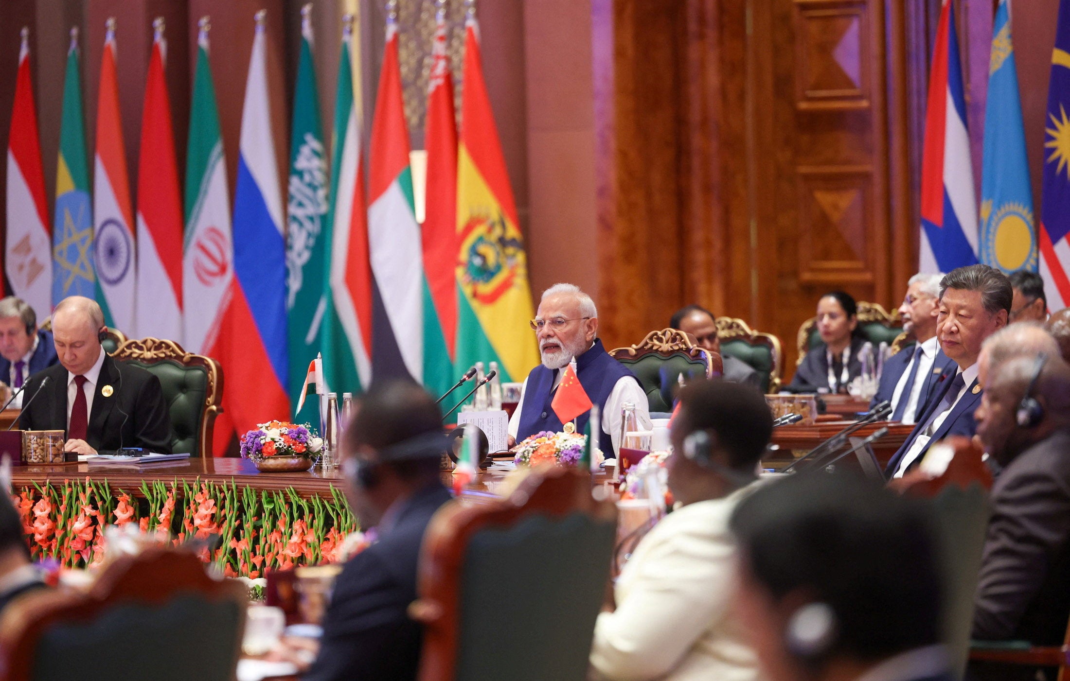 Indian prime minister Narendra Modi speaks during the Brics summit in Delhi on 13 September 2026 (Reuters)