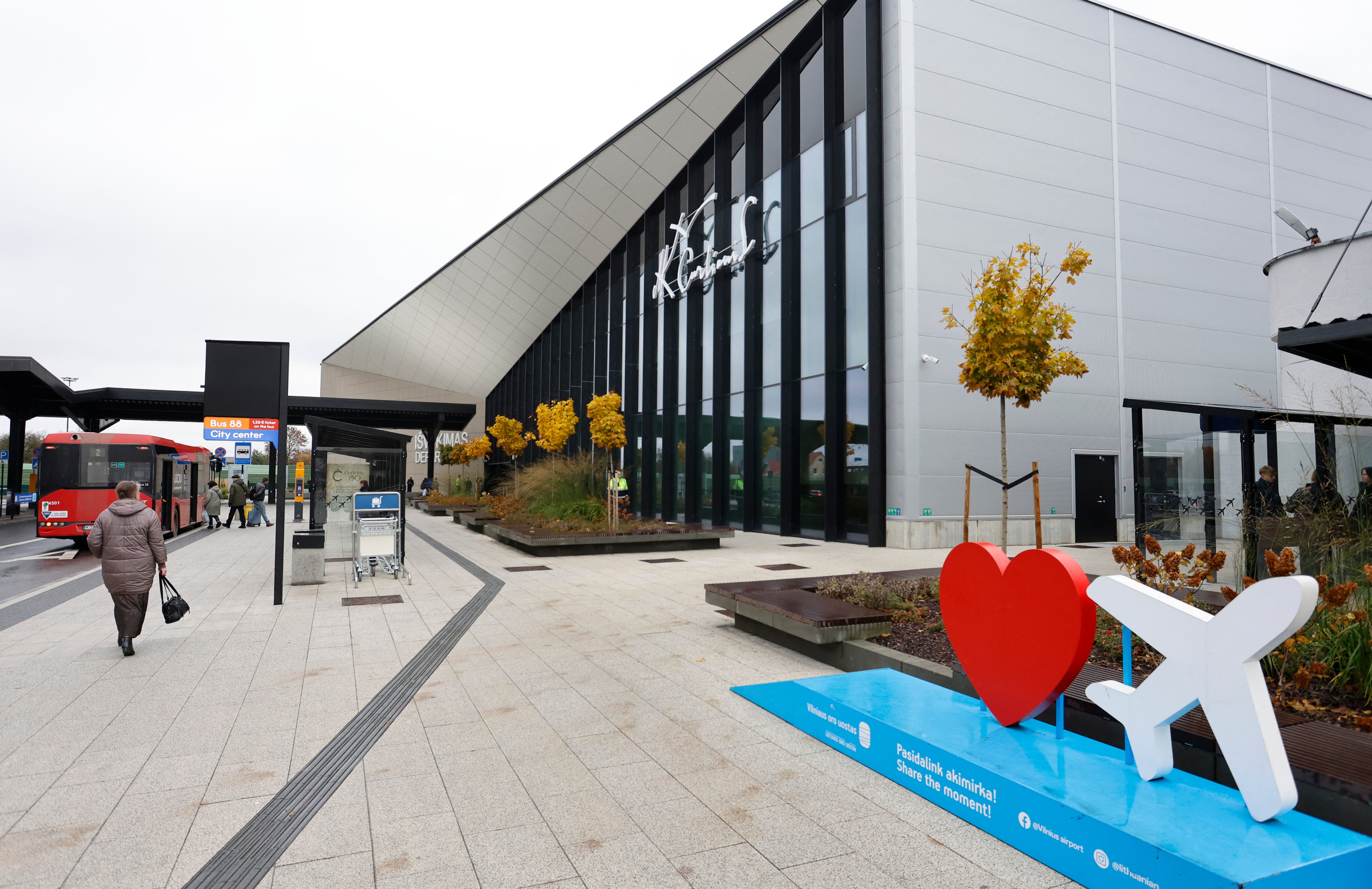 Outside view of the new passenger departure terminal of the airport in Vilnius, Lithuania