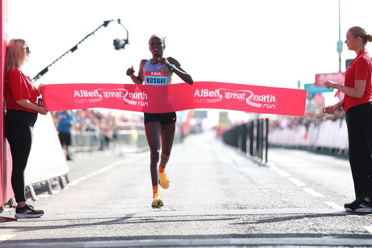 Brigid Kosgei wins Great North Run but Eilish McColgan withdraws with injury