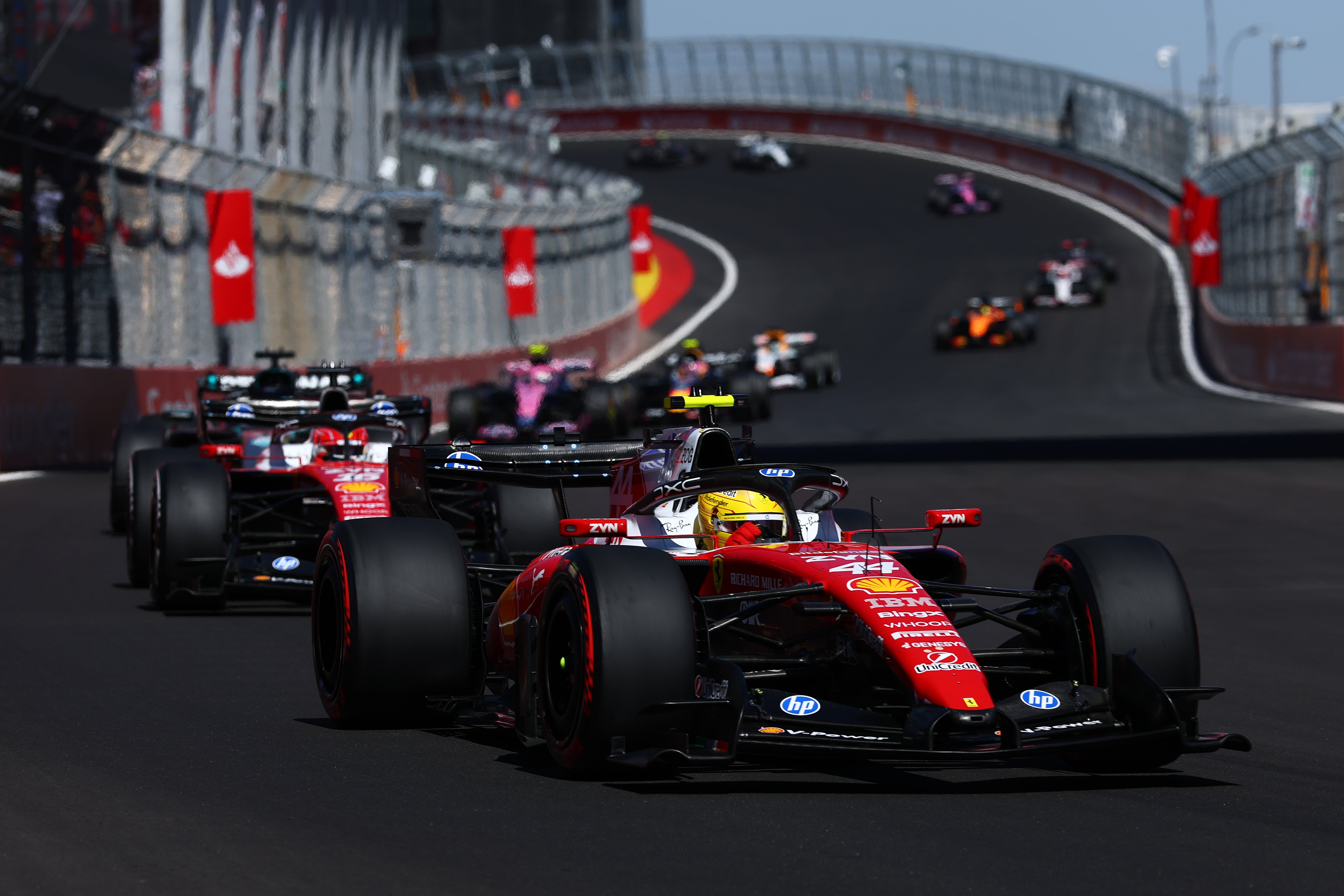 Hamilton clashed with Max Verstappen at the start