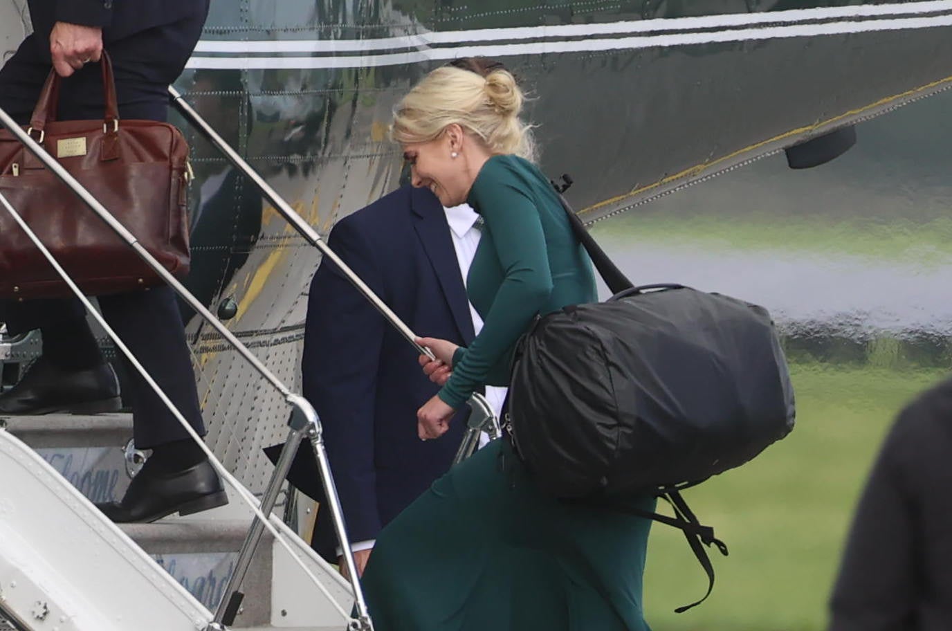Natalie Harp boards Marine One as she traveled this weekend with Donald Trump to Ireland