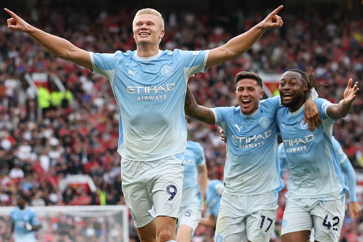 Man United v Man City LIVE: 10-man City lead with controversial Haaland goal after long VAR check