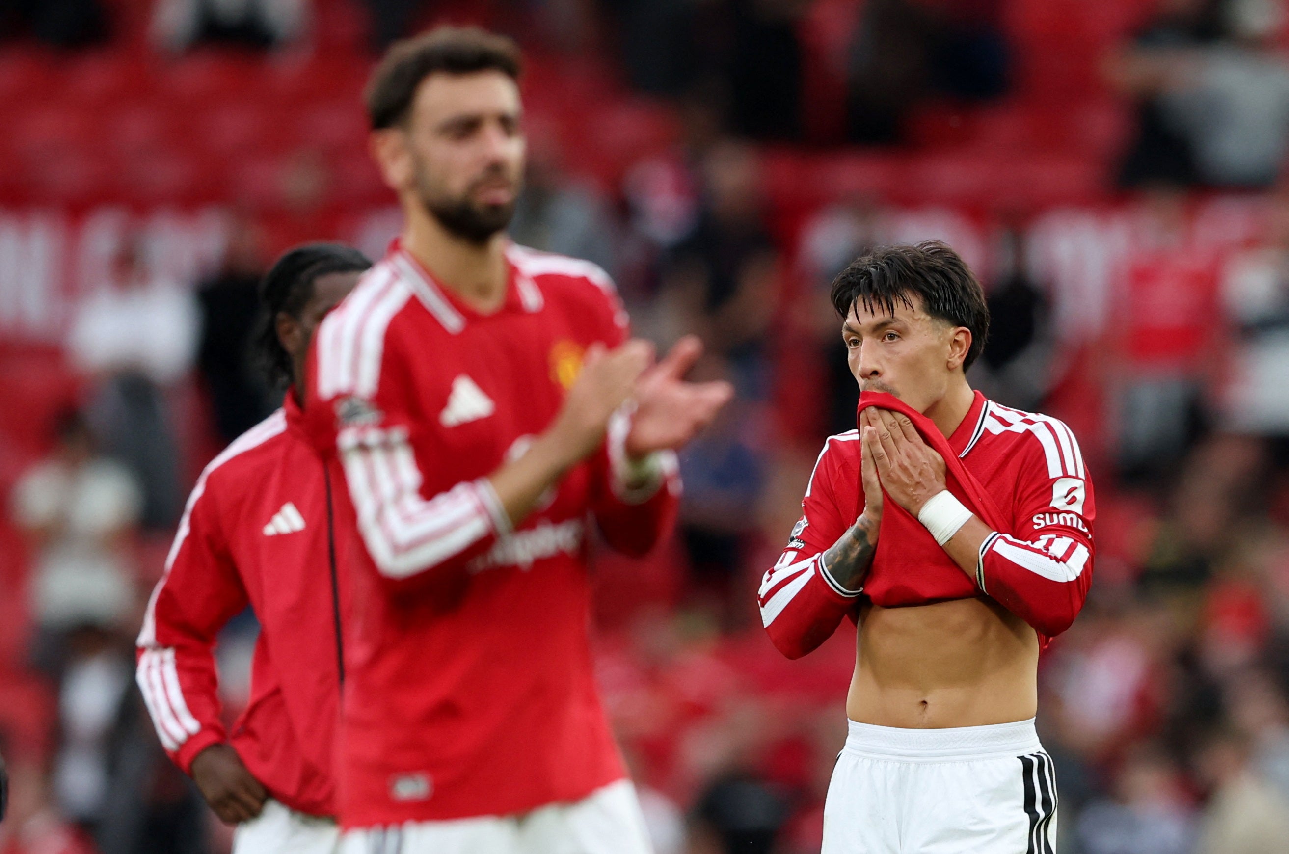 Lisandro Martinez (right) described the goal as an ‘injustice’