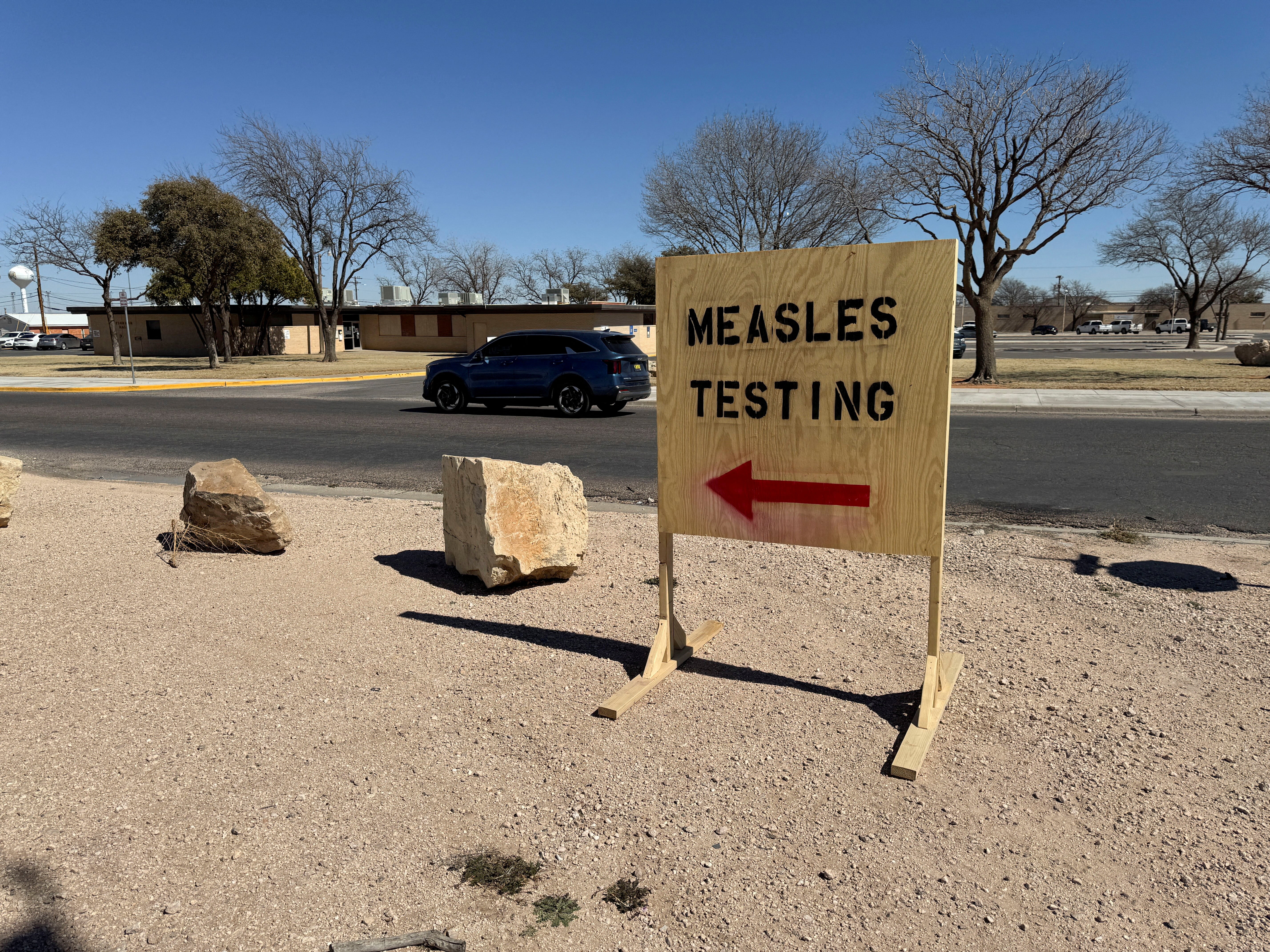 A sign reading 