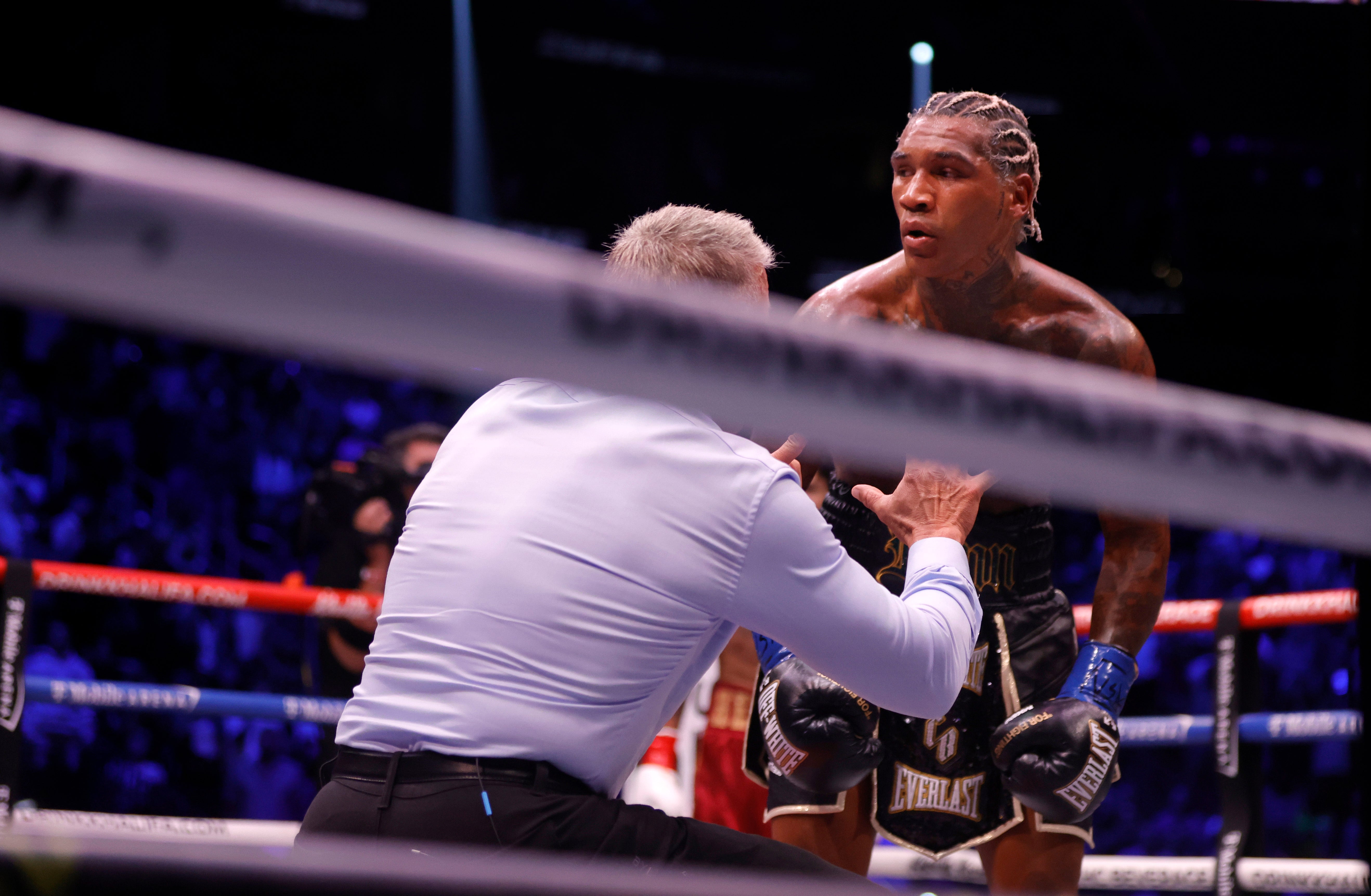 Conor Benn beat the referee’s count but was stopped soon thereafter