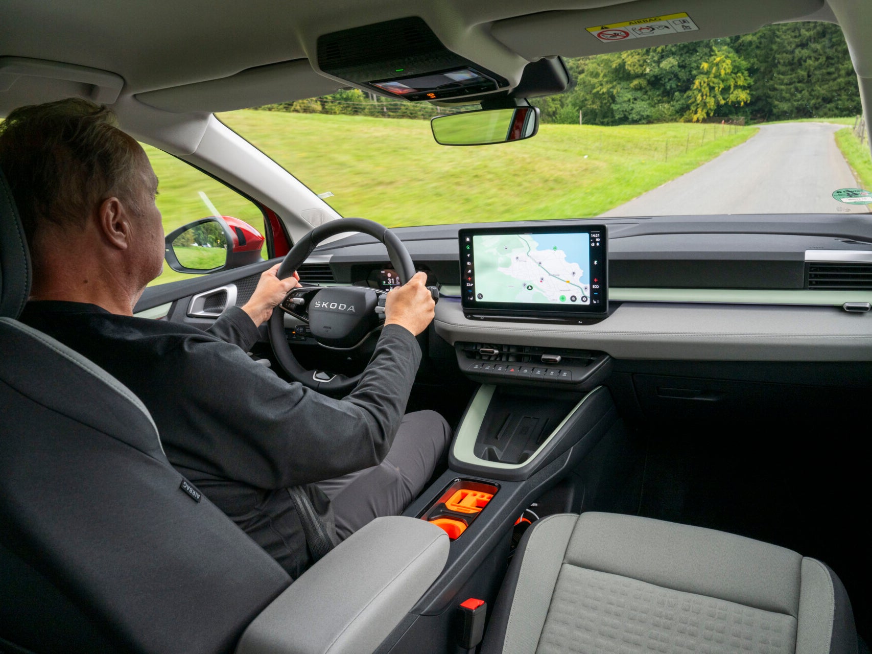 The Skoda Epiq gets an upmarket-feeling interior, but the tech is a step behind the Volkswagen ID. Cross (Skoda)
