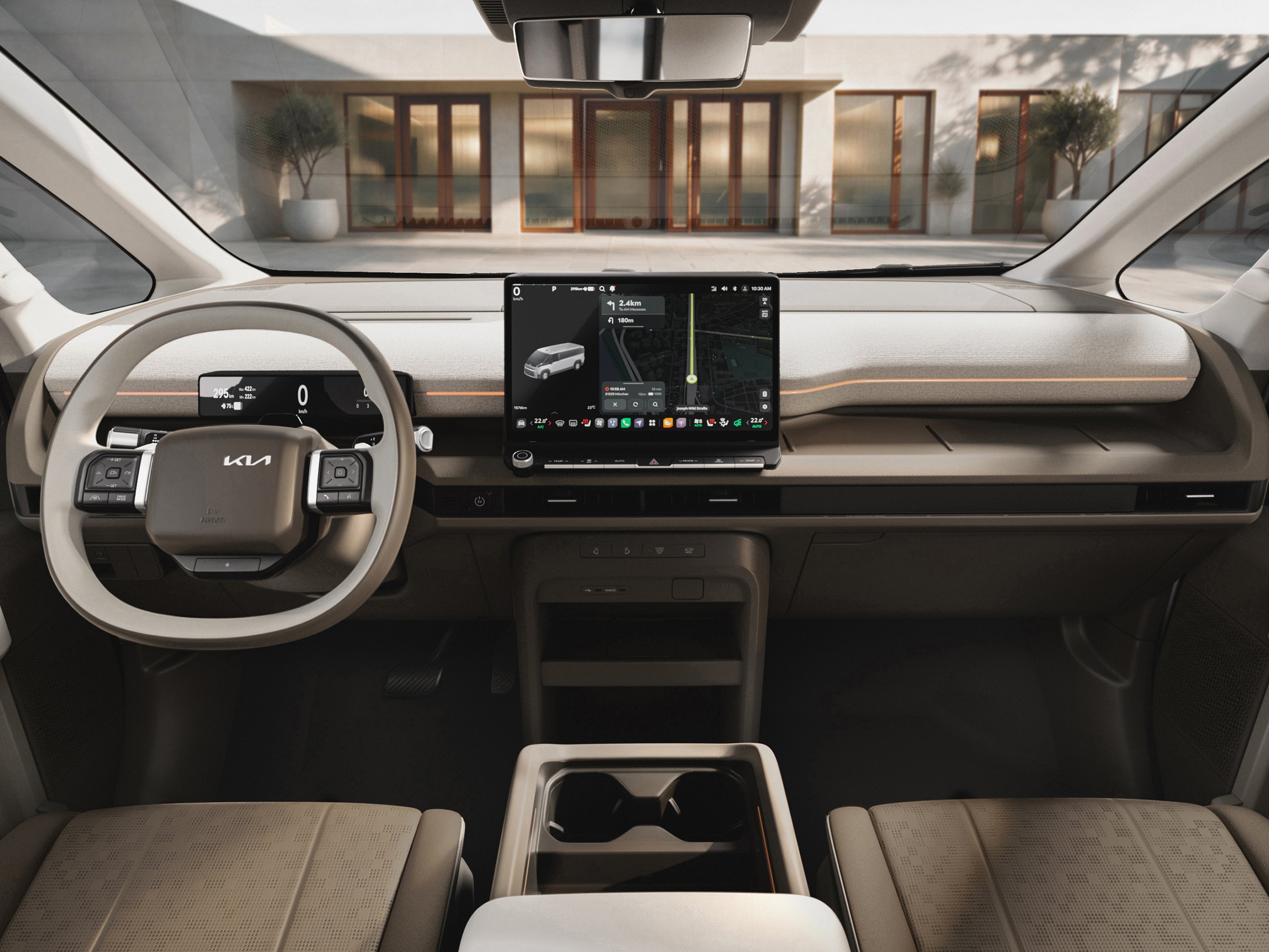 Like the smaller PV5, the PV7 van gets a car-like interior and tech (Kia)