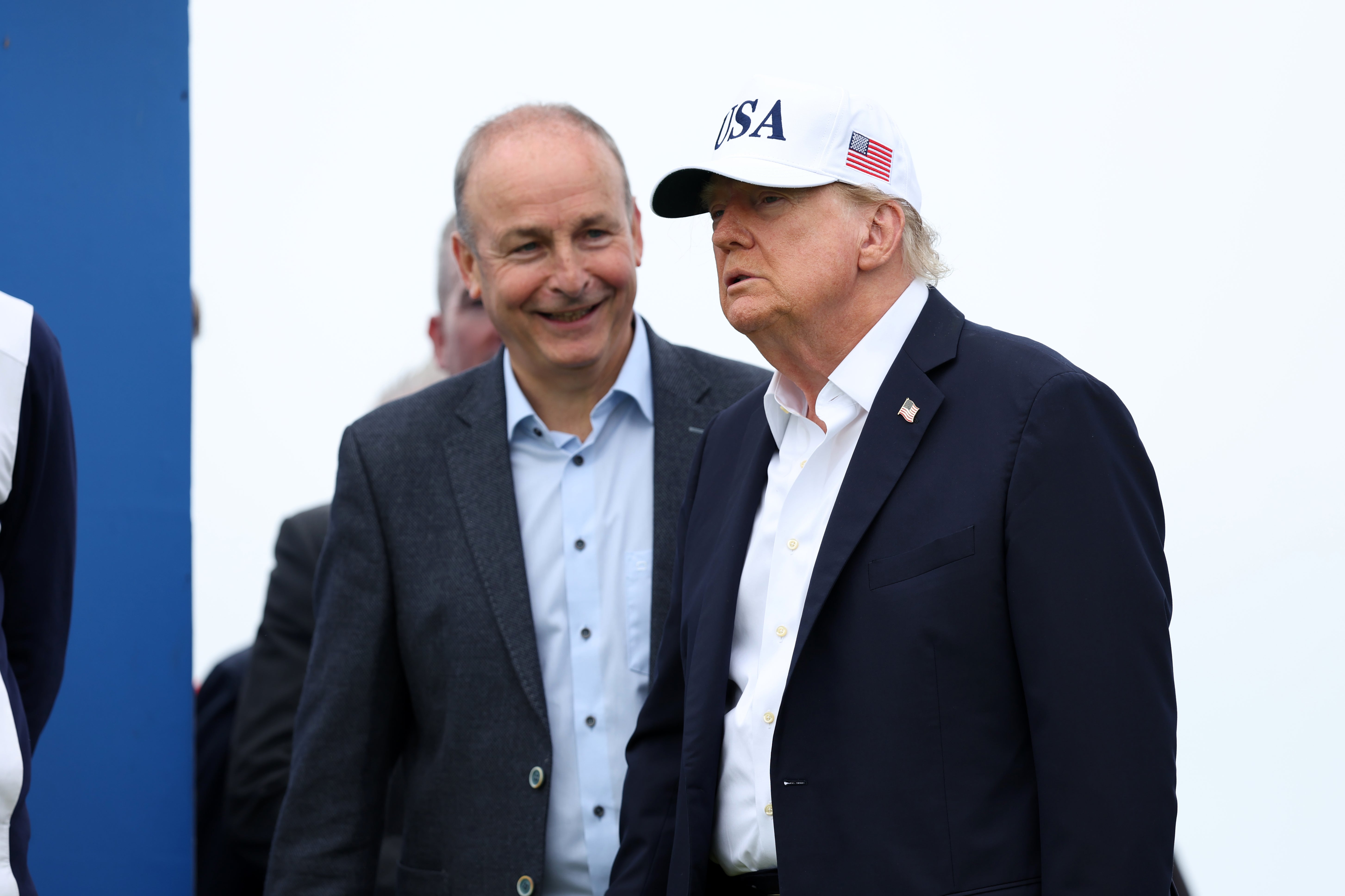 Micheál Martin and Donald Trump talking at the Amgen Irish Open (Damien Eagers/PA) (PA Wire)