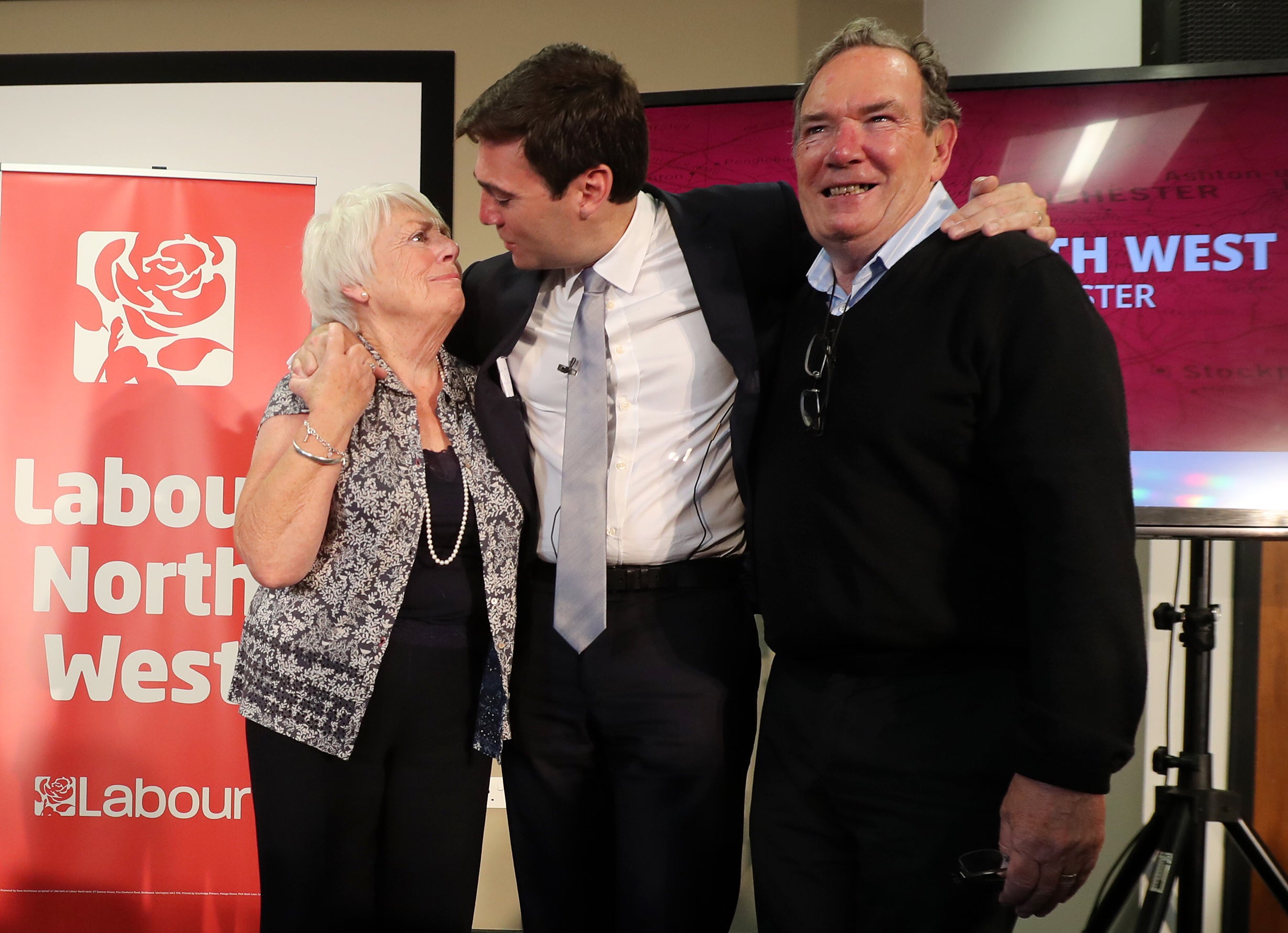 Andy Burnham with his parents Eileen and Roy in 2016