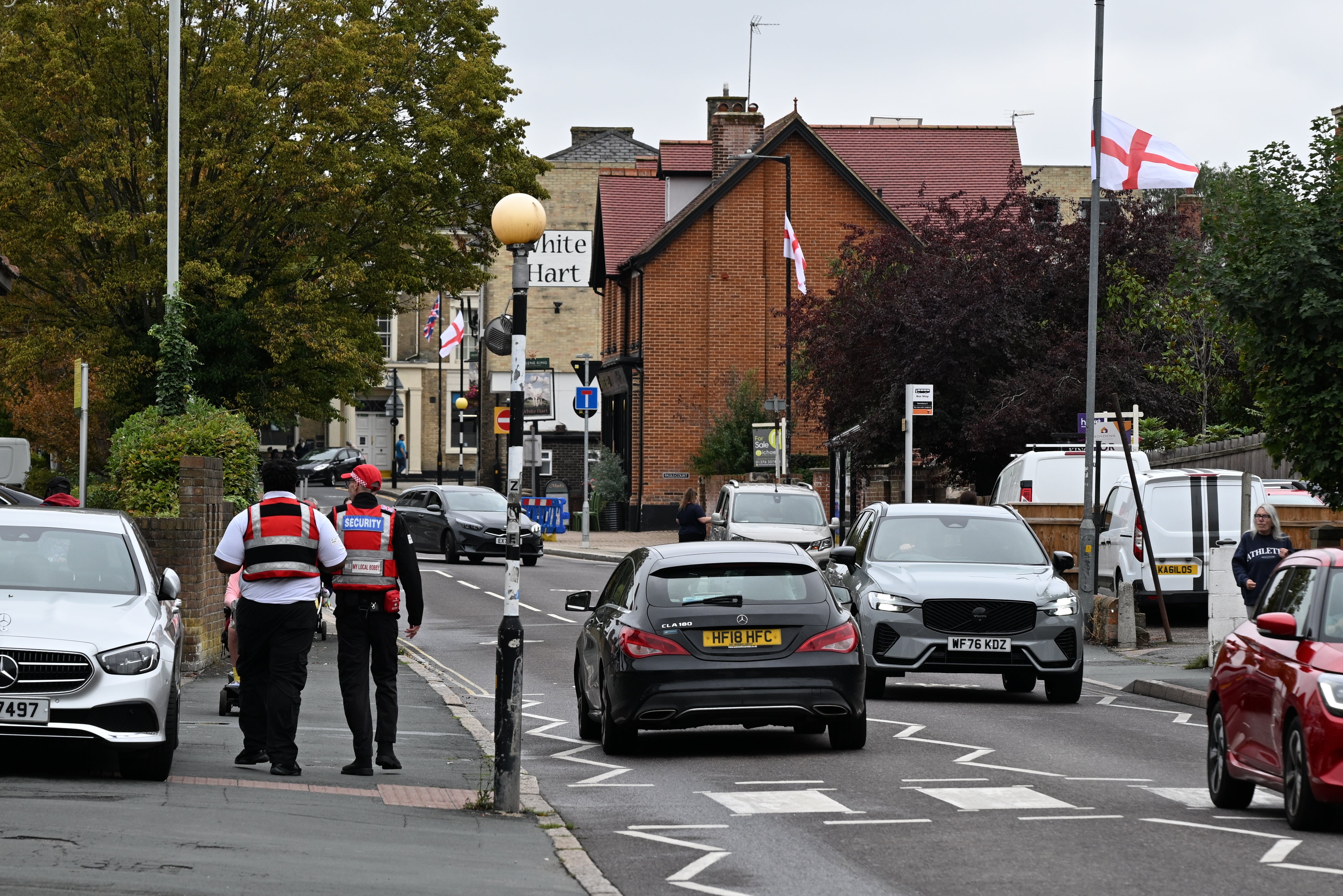 Security guards deployed by Essex County Council patrol in Braintree town centre