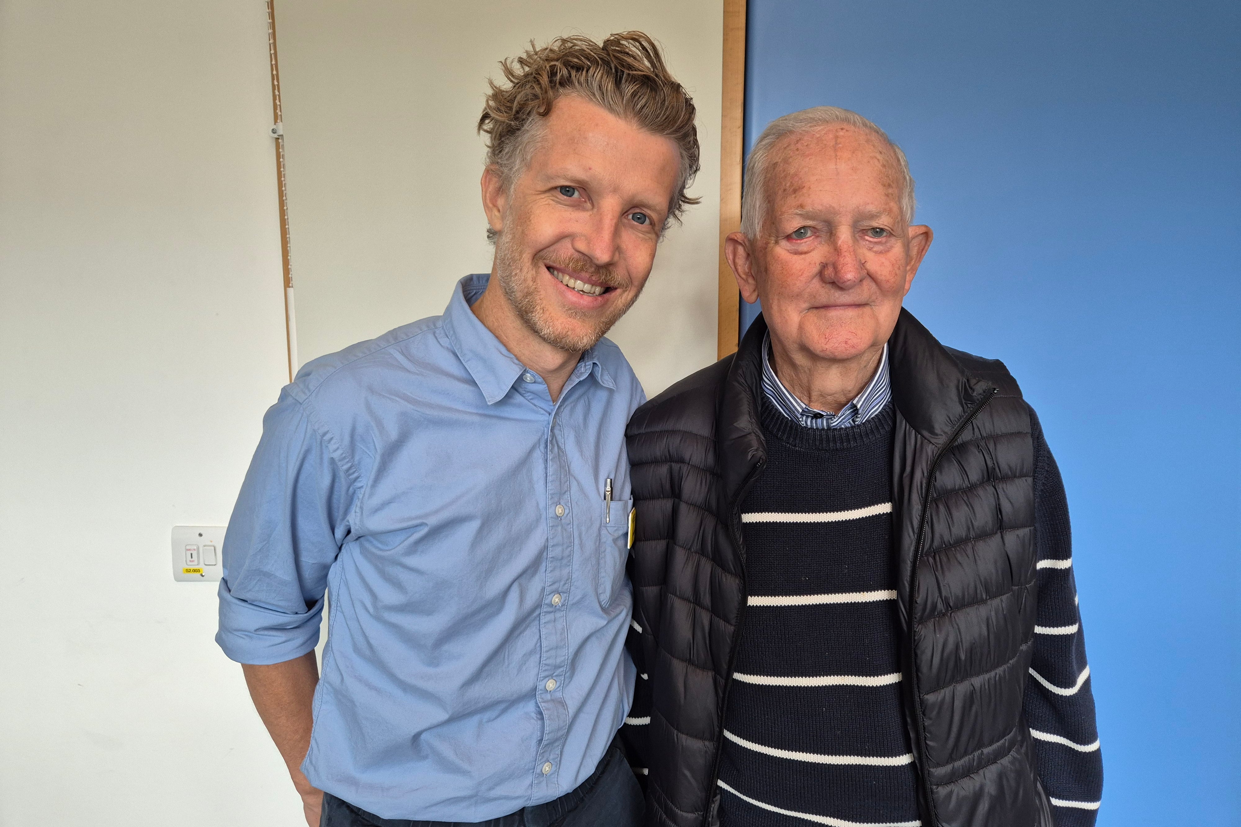 John Brewer (right) with Josef Huemer, consultant ophthalmologist at Moorfields Eye Hospital (PA)