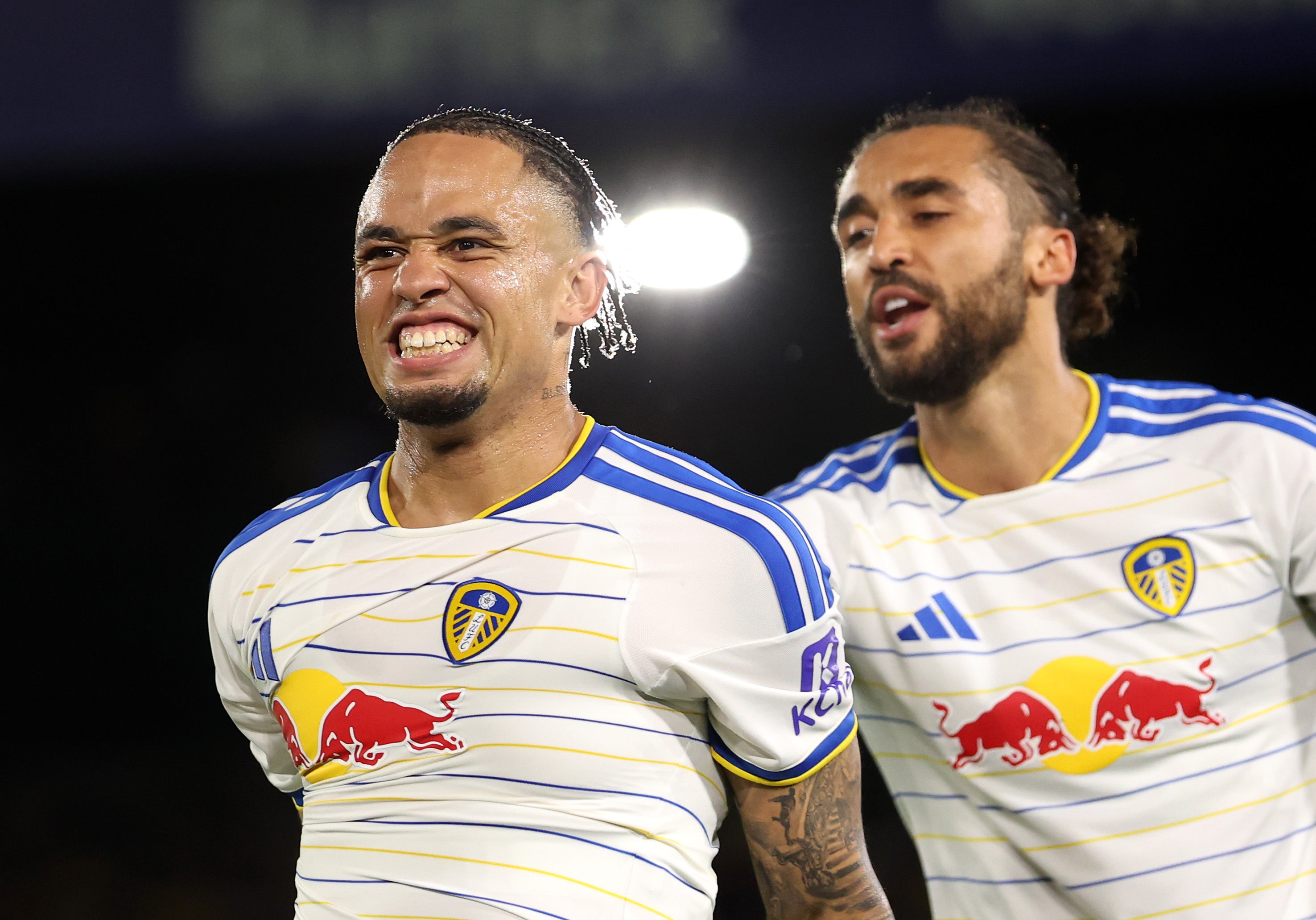 Both Okafor (left) and Calvert-Lewin were on the scoresheet for Leeds
