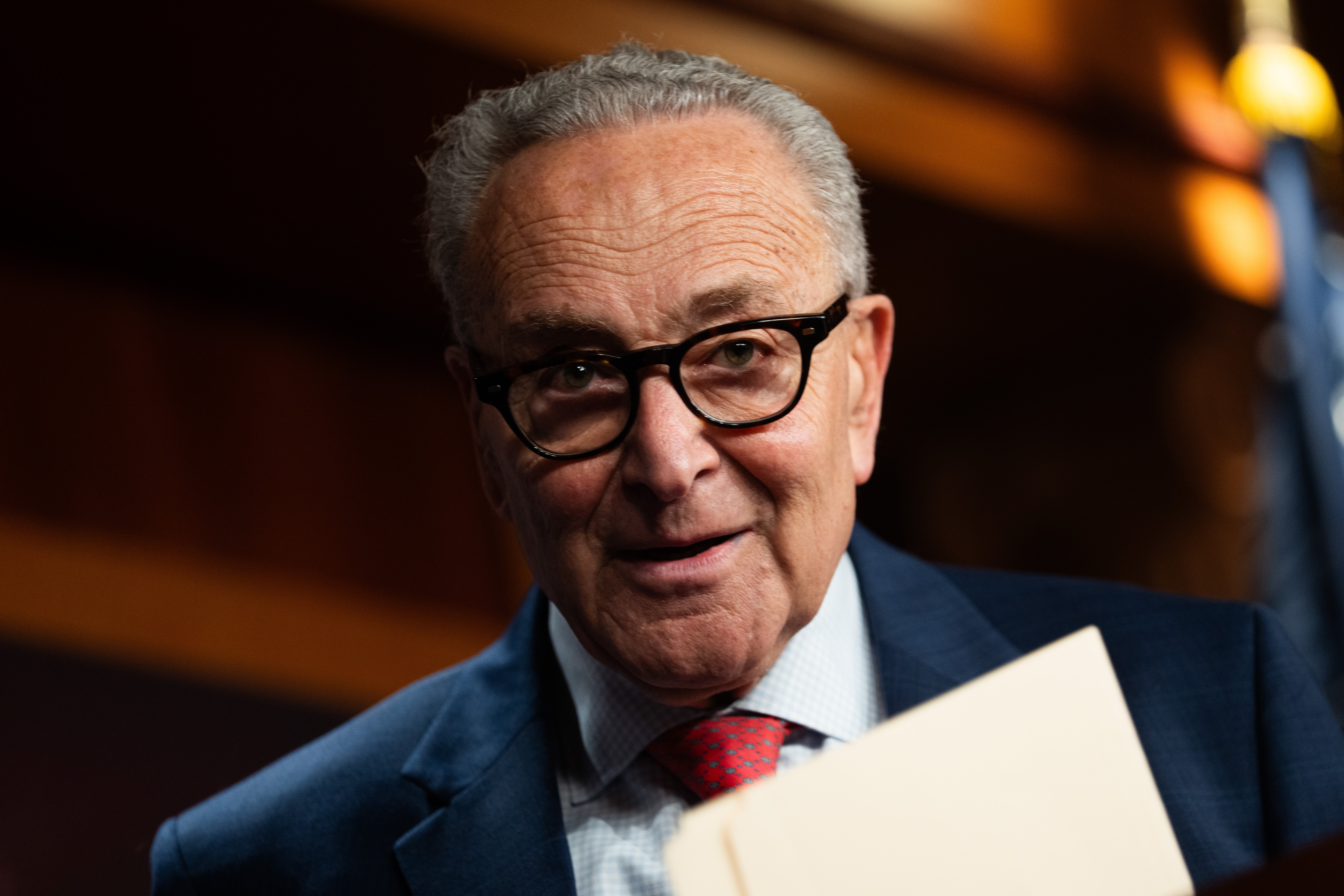 Democratic Senate Minority Leader Chuck Schumer of New York says the whistleblower’s allegations show ‘how far [President] Donald Trump will go to interfere in our elections’