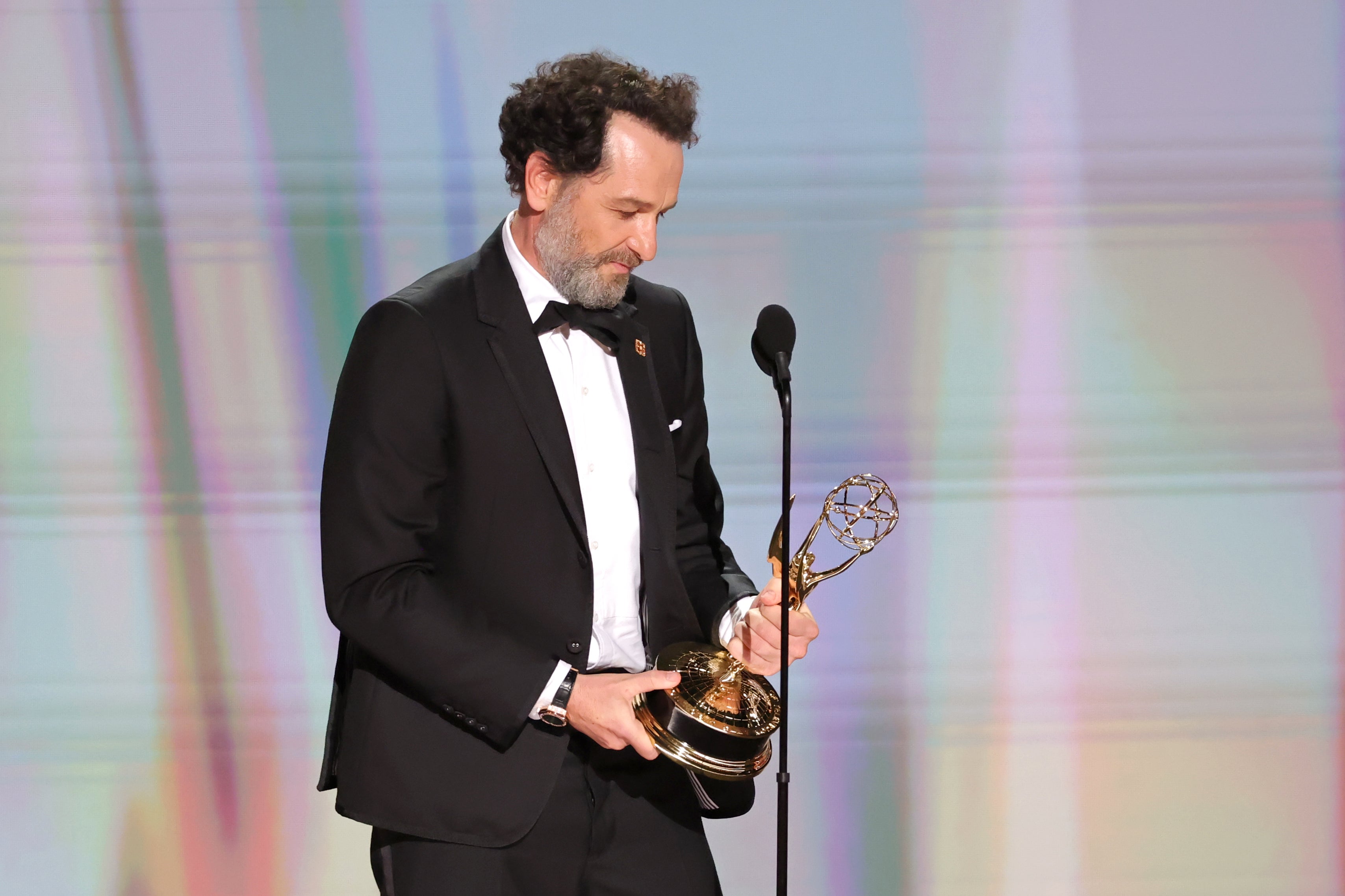 Matthew Rhys accepted the Emmy for Outstanding Lead Actor in a Limited or Anthology Series or Movie for his role in 'The Beast In Me'