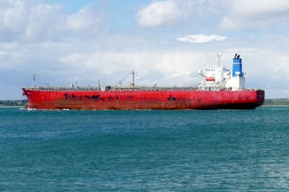The oil tanker El Gaia at sea near Calshot, Southampton, Britain