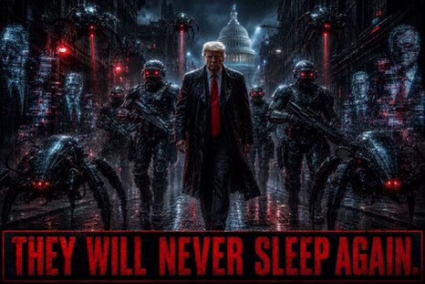Trump says not to worry about robots marching into cities — a week after sharing an AI pic of him and robots marching