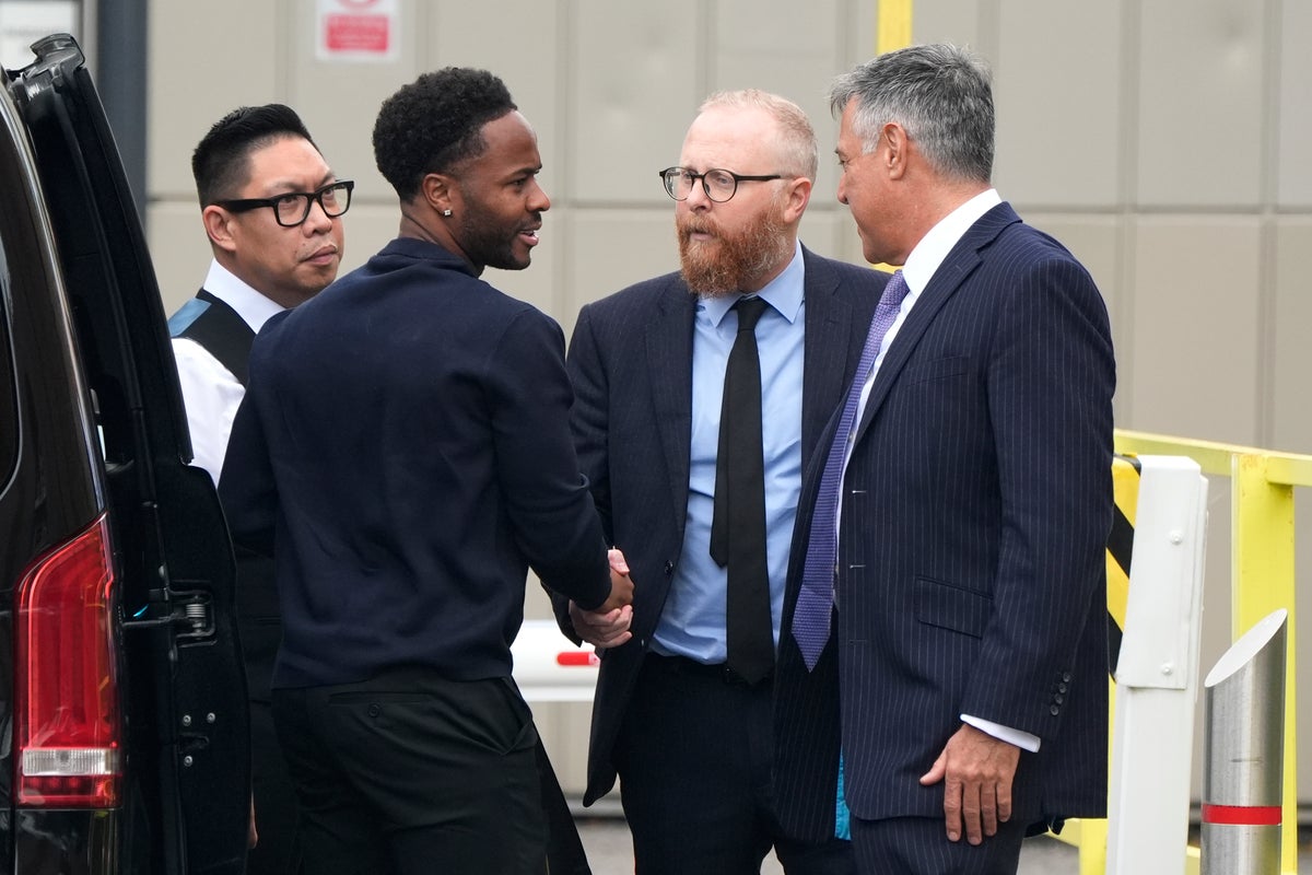 Raheem Sterling arrives at court after being charged with dangerous driving