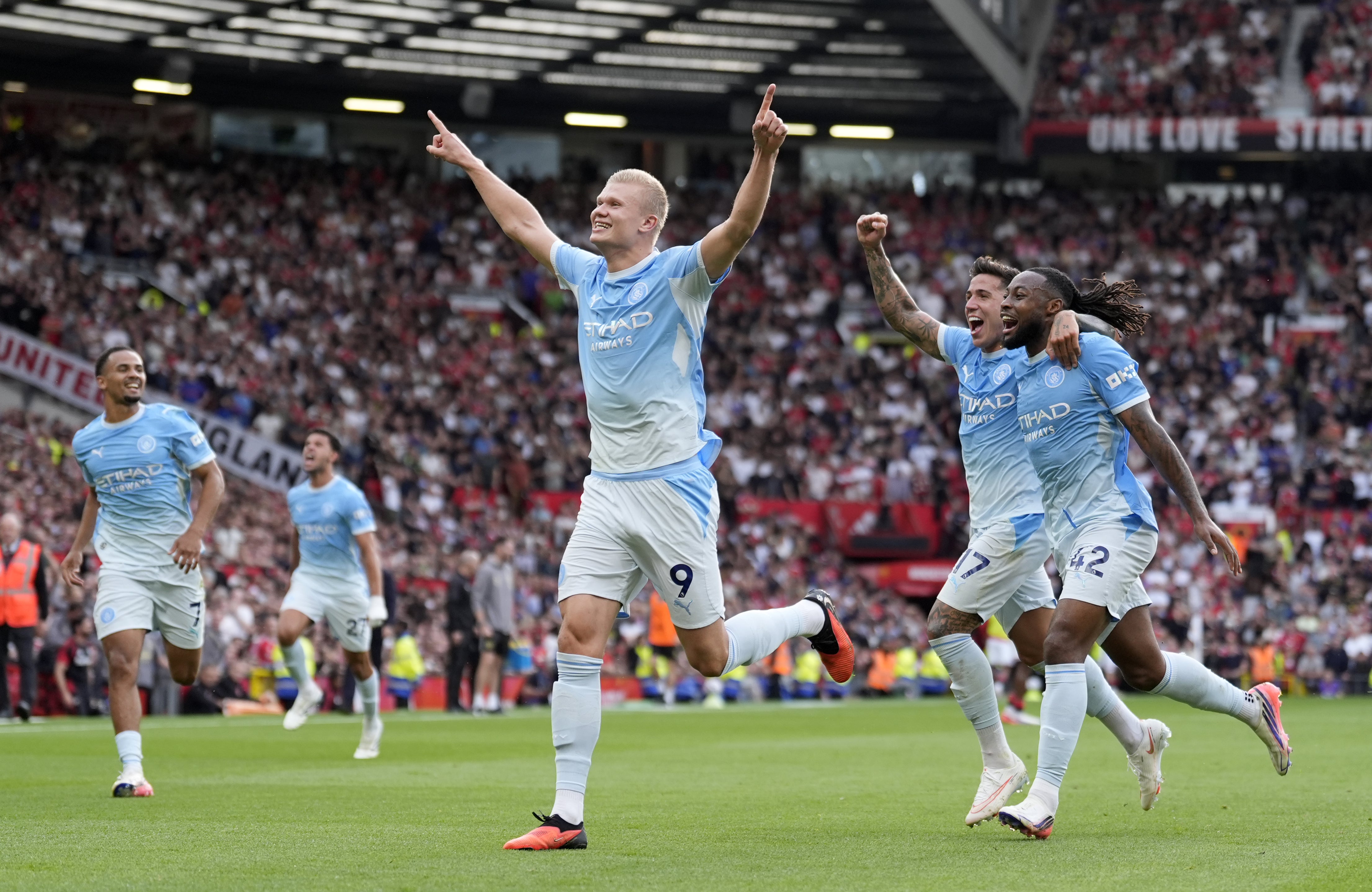 Erling Haaland scored a controversial winner against United on Sunday