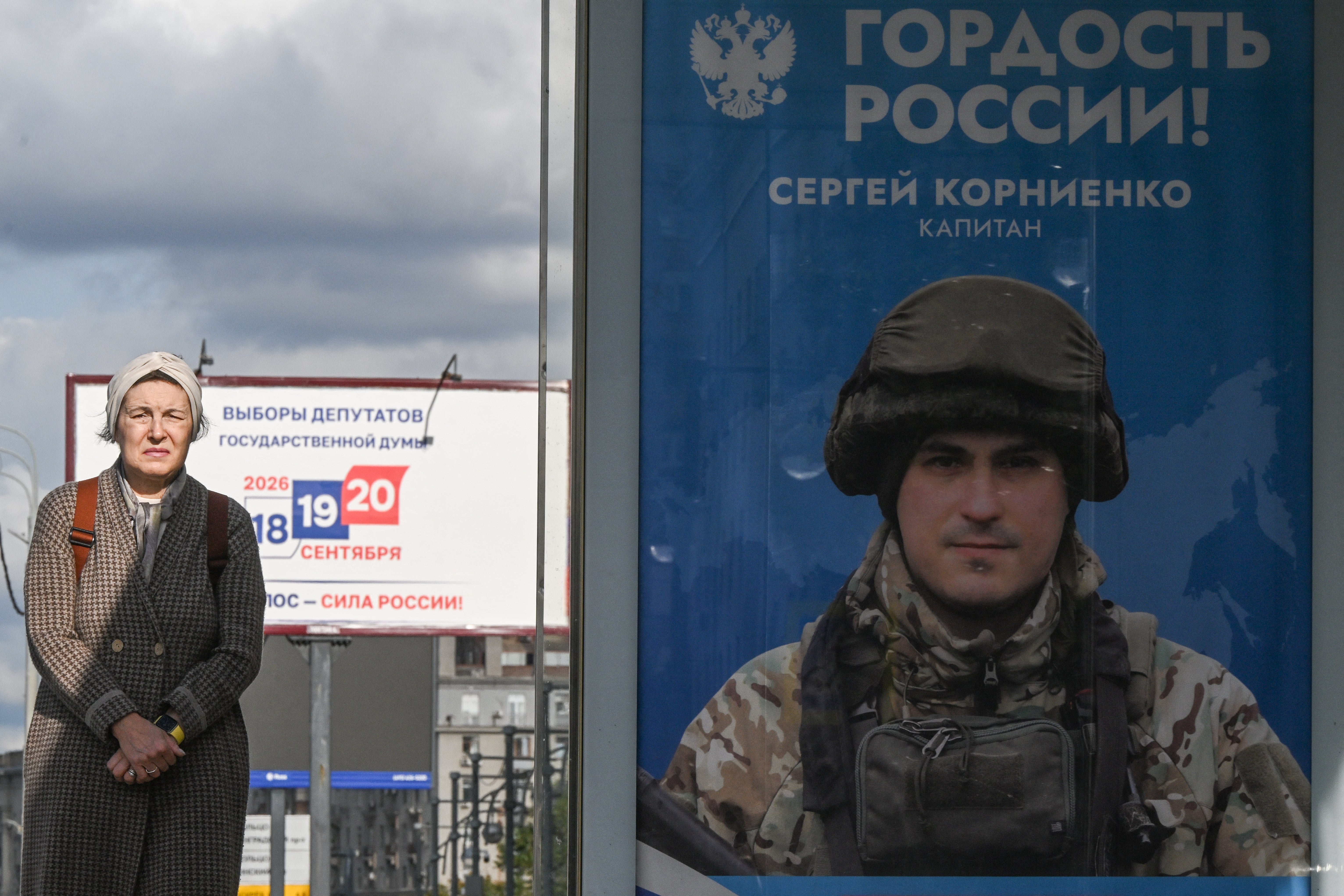 A billboard celebrating Putin’s war on Ukraine reads ‘Pride of Russia!’