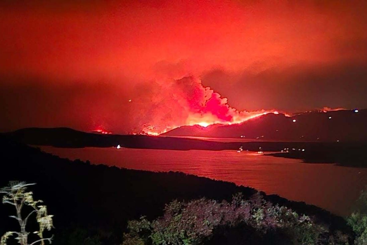 Britons escape ‘wall of flames’ by fleeing into the sea as Croatia wildfire tears through holiday island