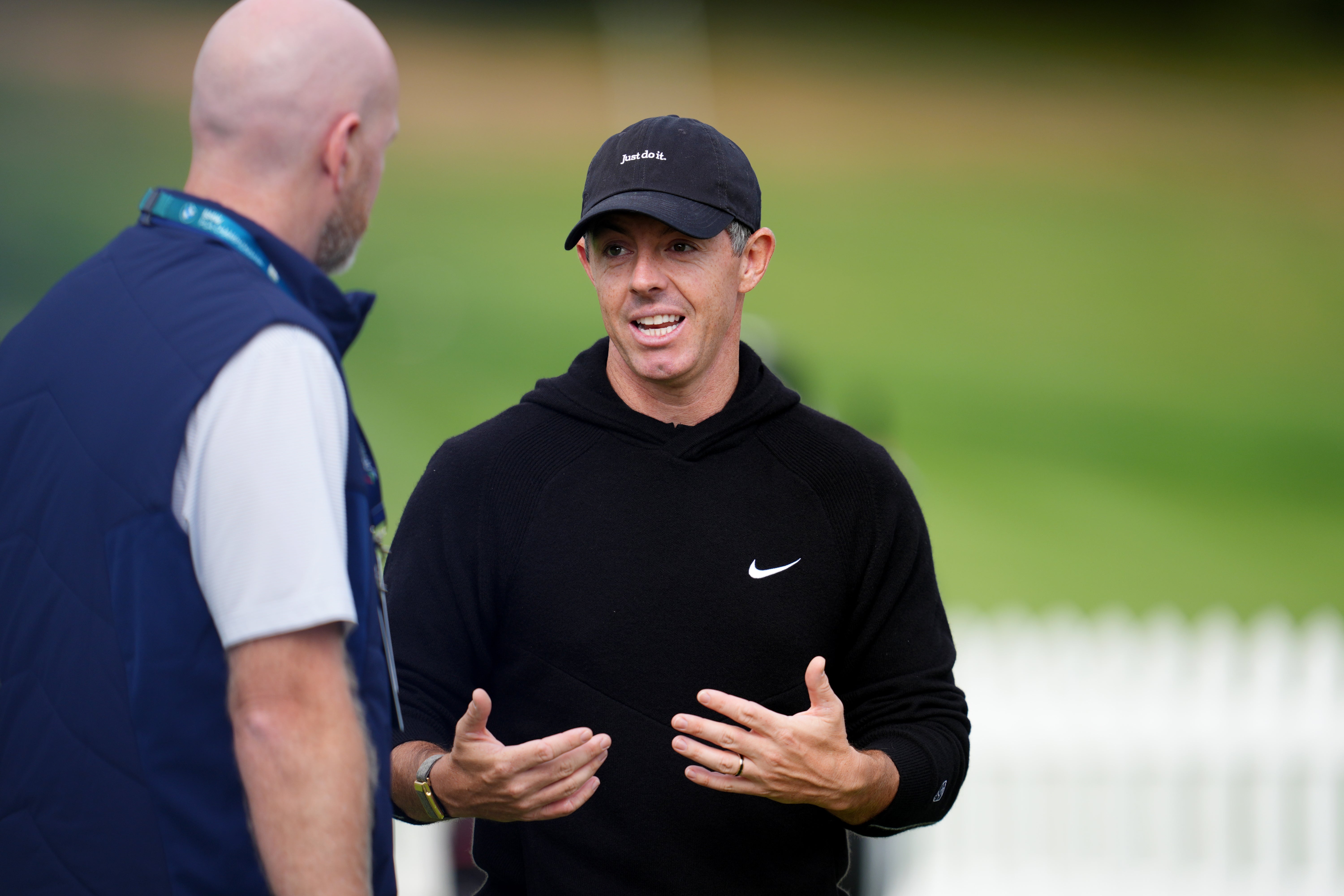 Rory McIlroy of Northern Ireland on the putting green during previews day ahead of the 2026 BMW PGA Championship at Wentworth Golf Club