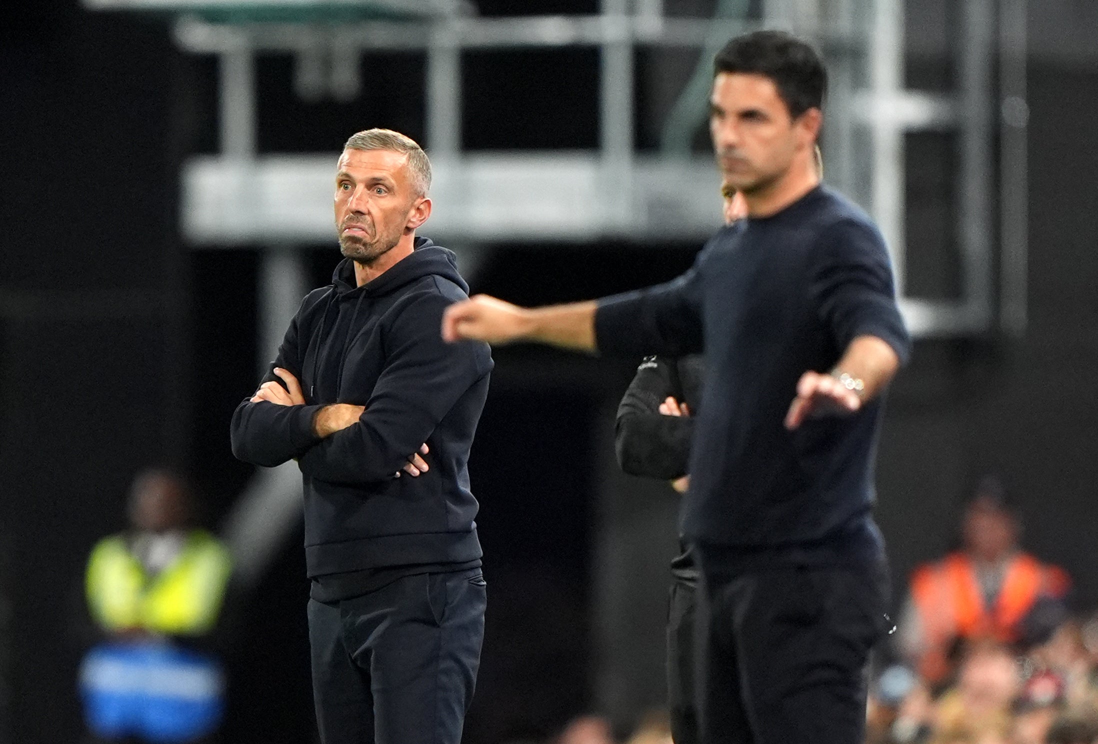 Mikel Arteta (right) hailed his young stars (Joe Giddens/PA)
