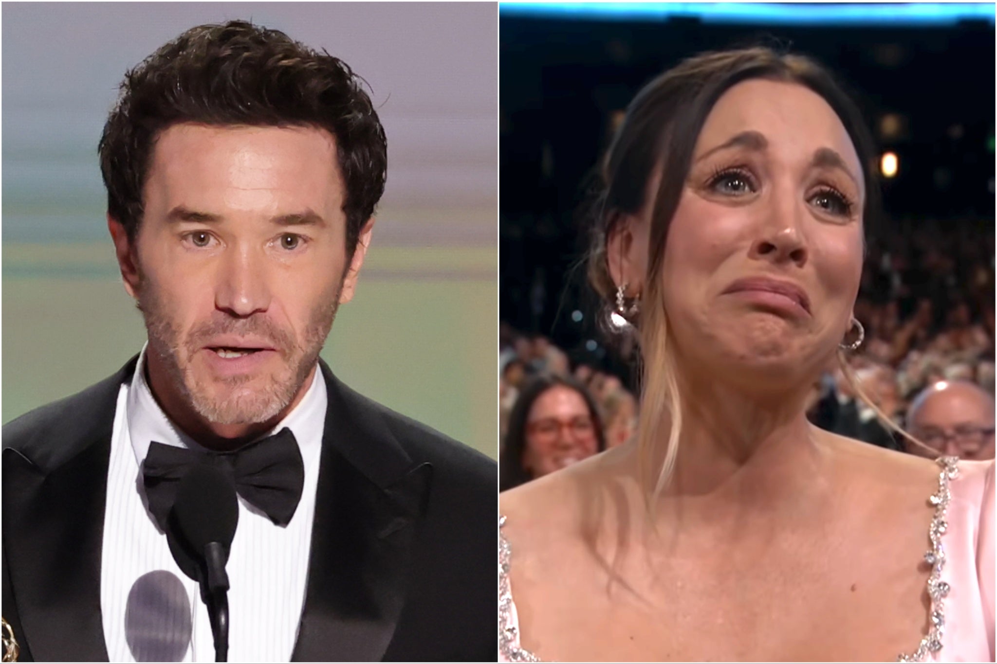 Tom Pelphrey rührt seine hochschwangere Verlobte Kaley Cuoco mit einer ...