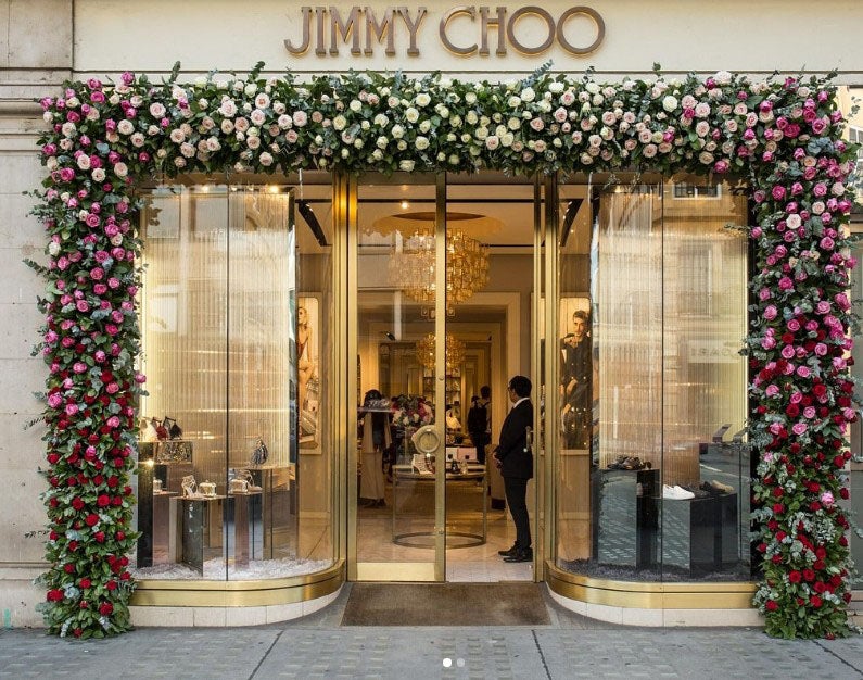 A Flowerbx display at Jimmy Choo, London