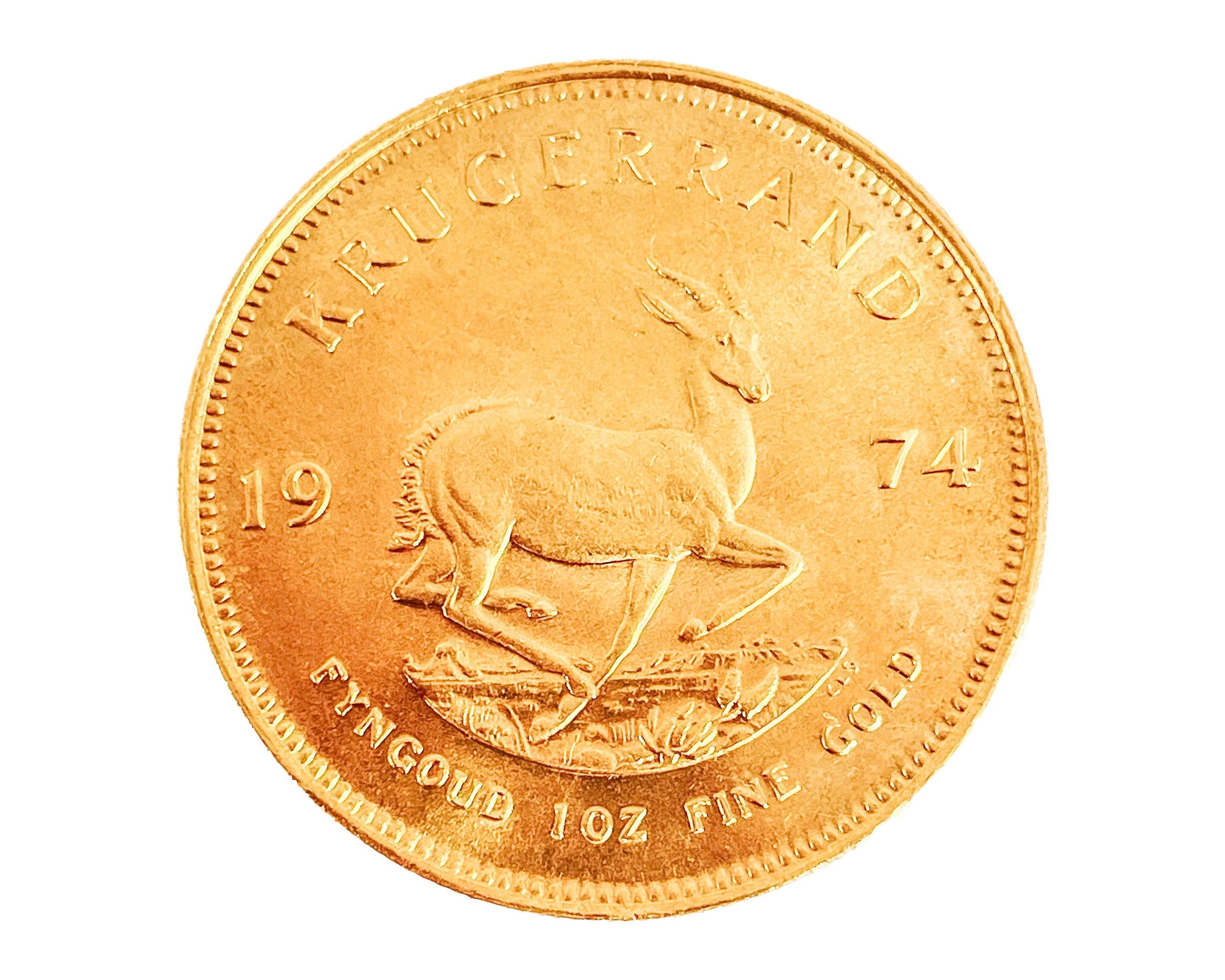 A South African gold krugerrand coin