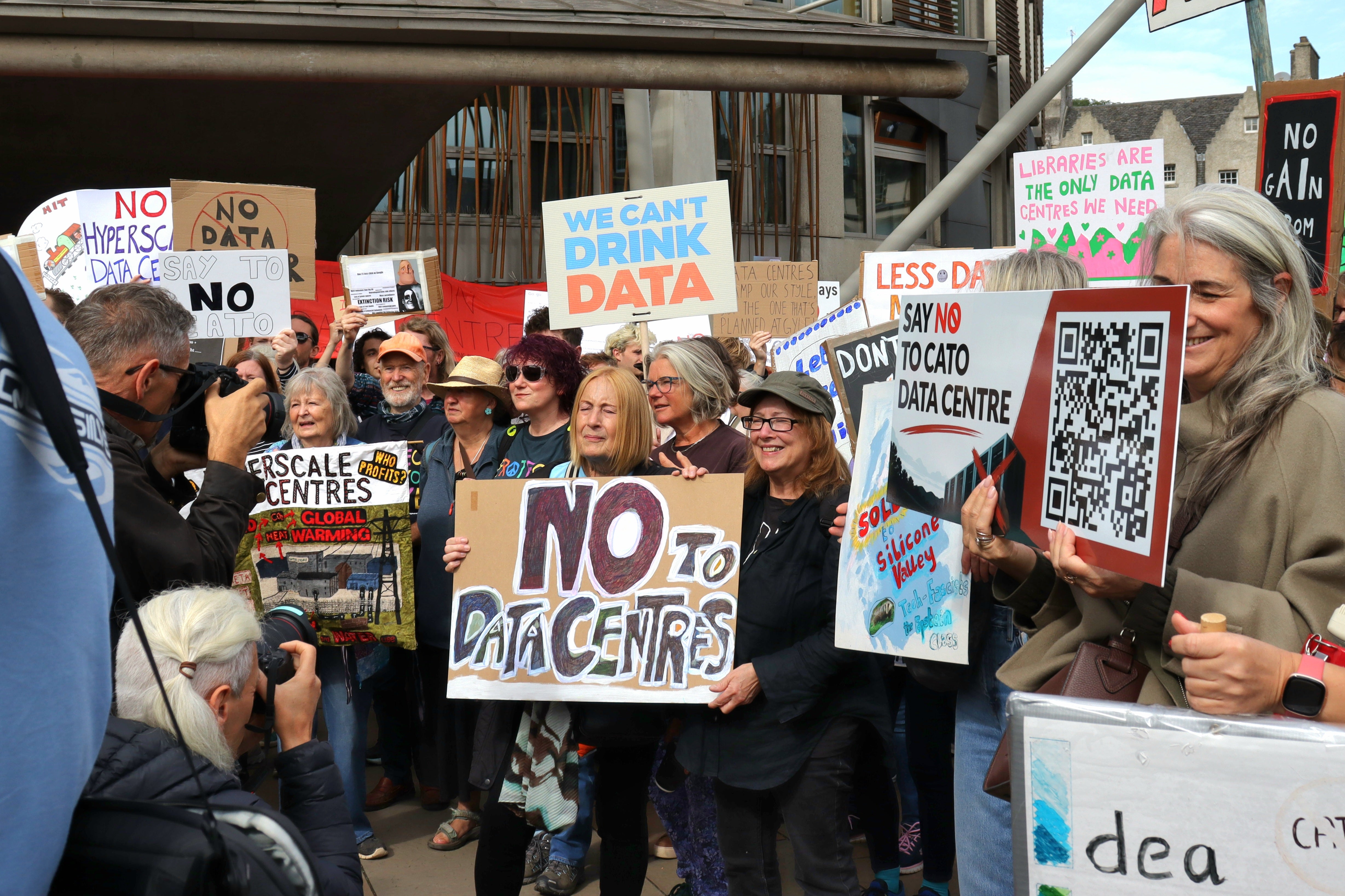 Campaigners against proposed new data centres lobbied Holyrood earlier this month. (Danyel VanReened/PA)