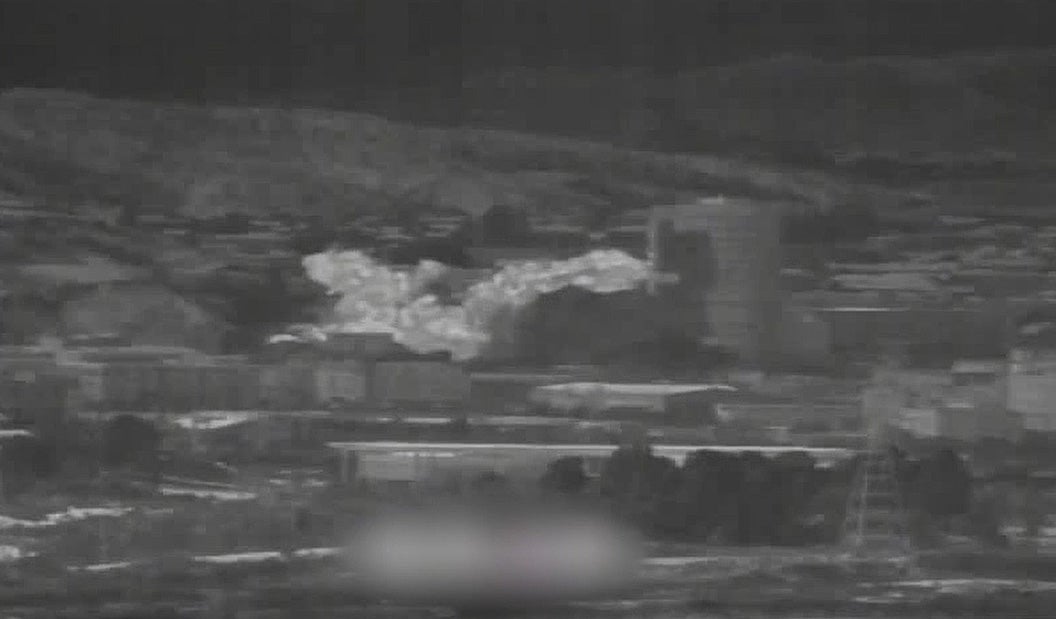 An image from a thermal observation device shows the demolition of the inter-Korean liaison office in Kaesong (Getty)