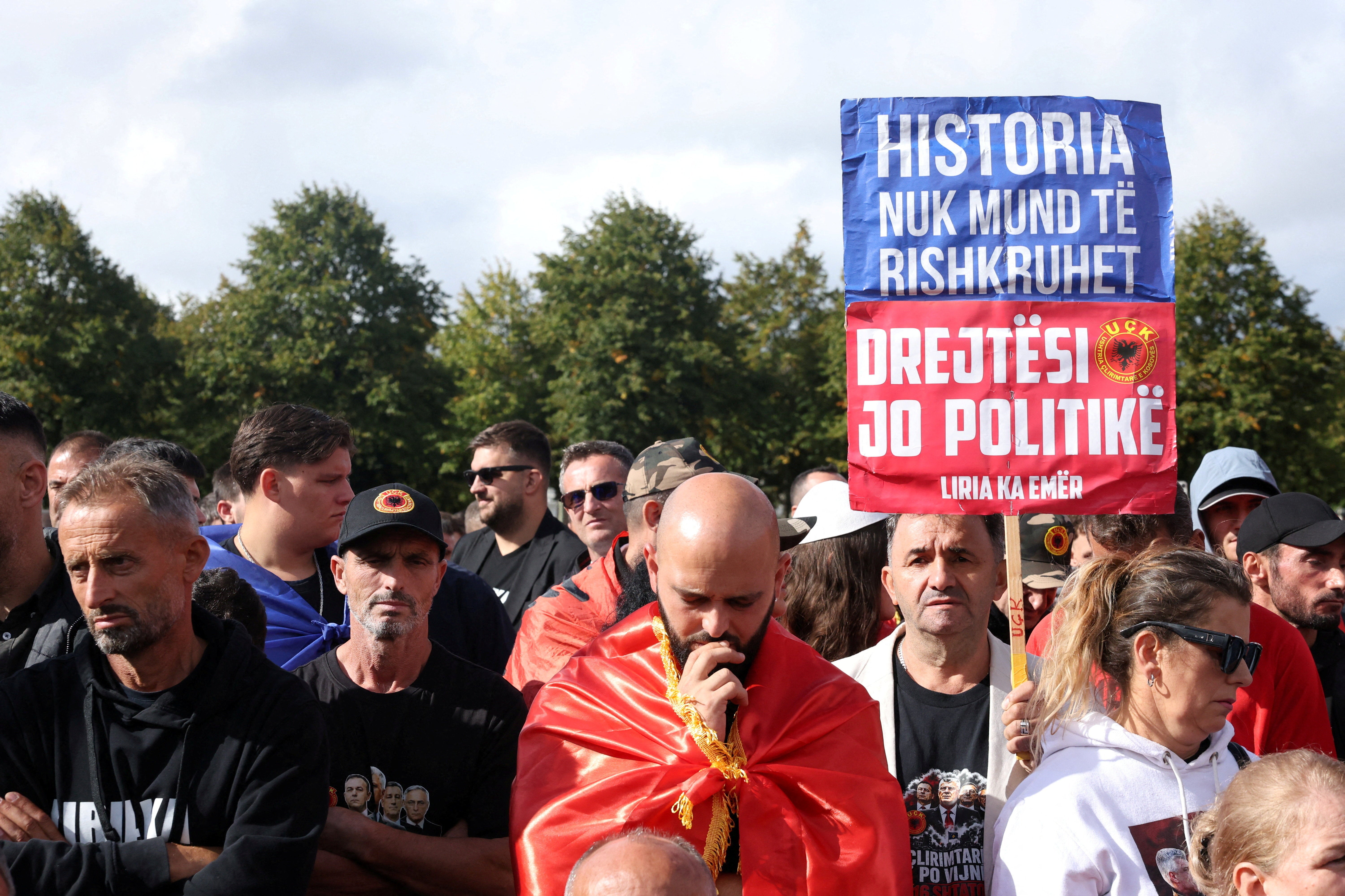 Supporters of Thaci gathered to hear the verdict