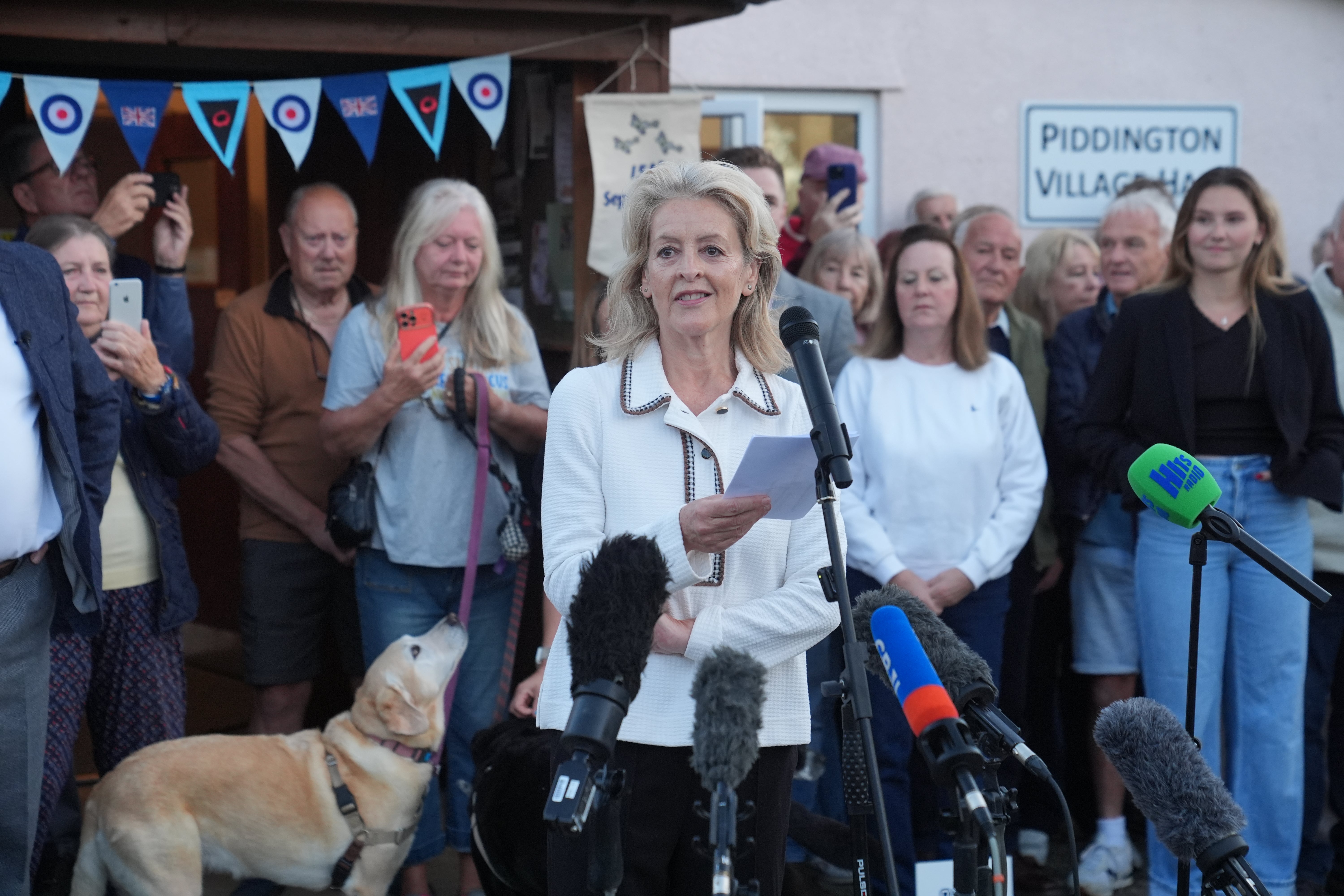 Susannah Parden announces the result of a symbolic 'referendum' in the village of Piddington