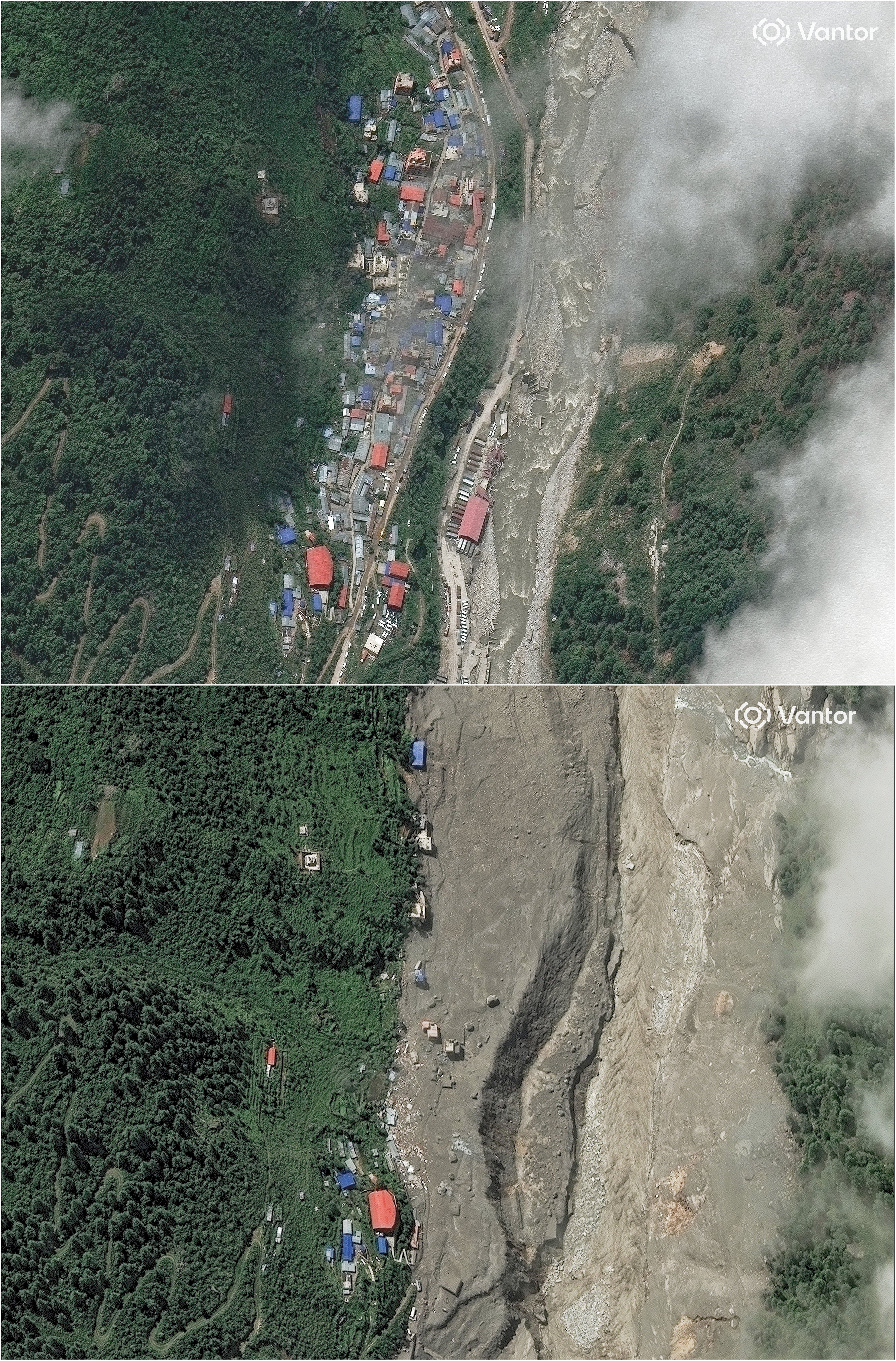 Satellite images show before and after damages in Nepal (Reuters)